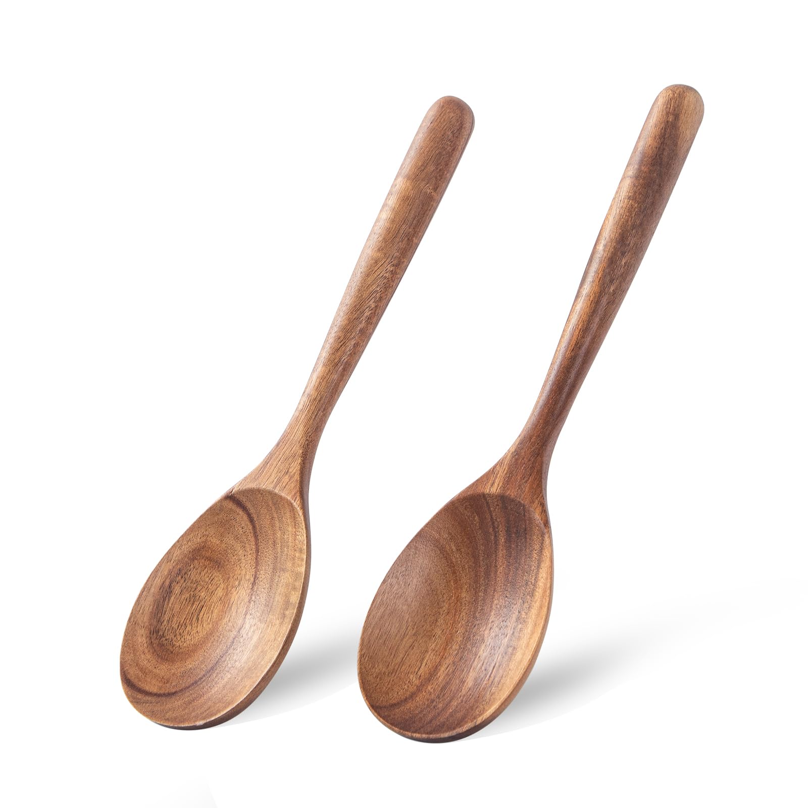 Wooden Cooking Spoons, 2 PCS Large Wooden Spoons for Cooking Natural Wood Spoons Heat Resistant Non Stick for Mixing, Baking, Se