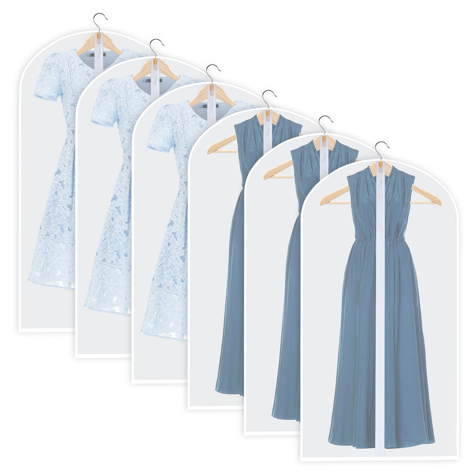 Yydslee 60Inch Garment Bags For Hanging Clothes, Dress Cover Bags For Gowns Long Clothes Cover Translucent Coat Covers For Close