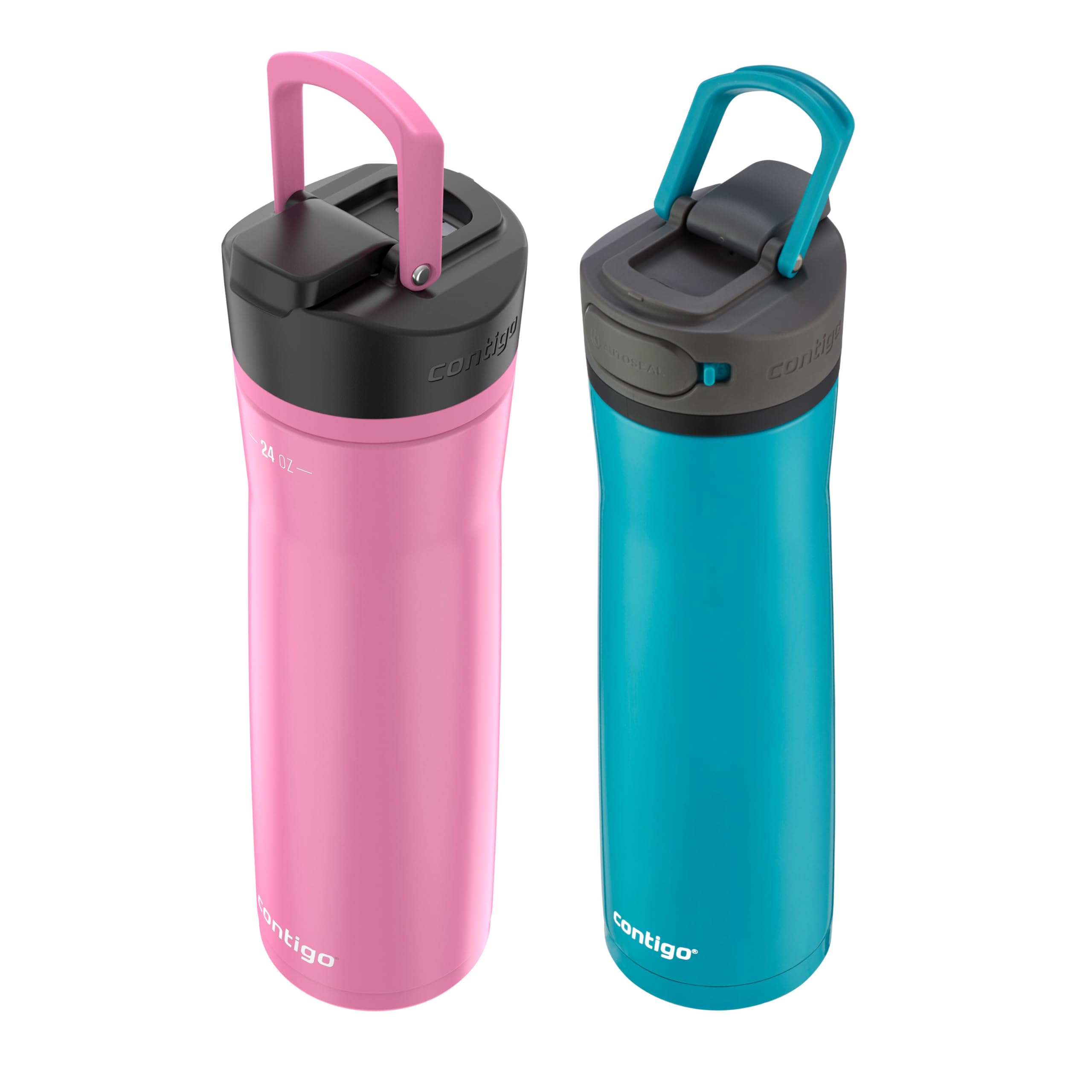 Contigo Cortland Chill 2.0 Stainless Steel Water Bottle with AUTOSEAL Lid 24 oz Juniper and Azalea 2-Pack