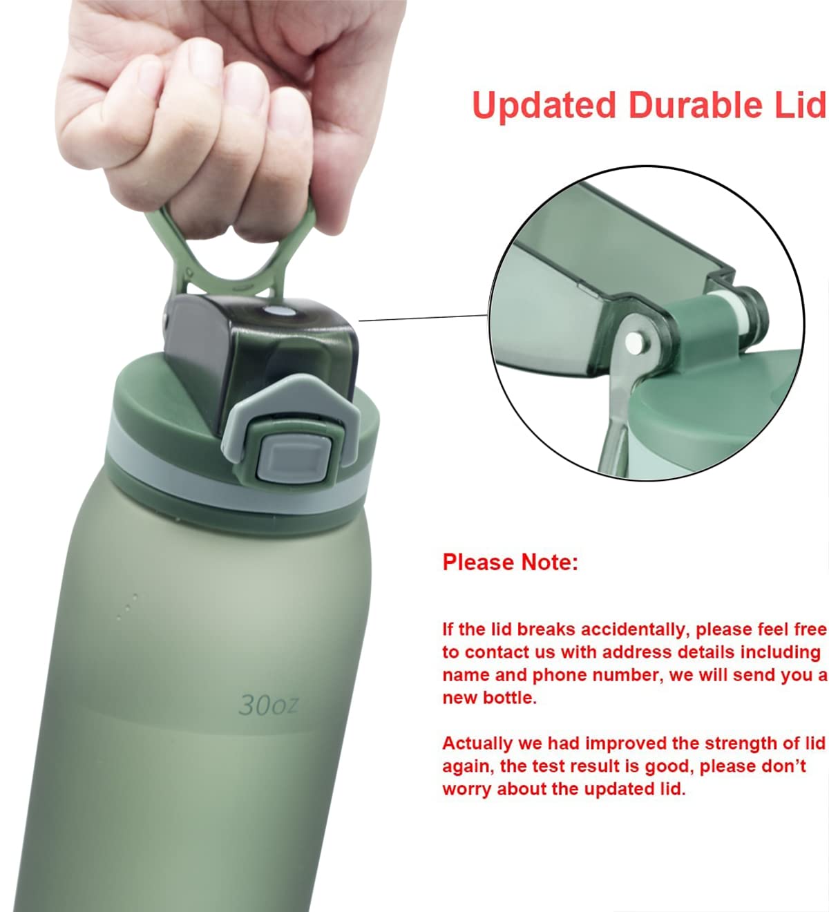 Teentumn Time Marker Water Bottle 30 oz with Push Button Motivational Measurement Marker  Reusable Tritan Plastic Water Jug for Workout Sport Travel Water Tracker