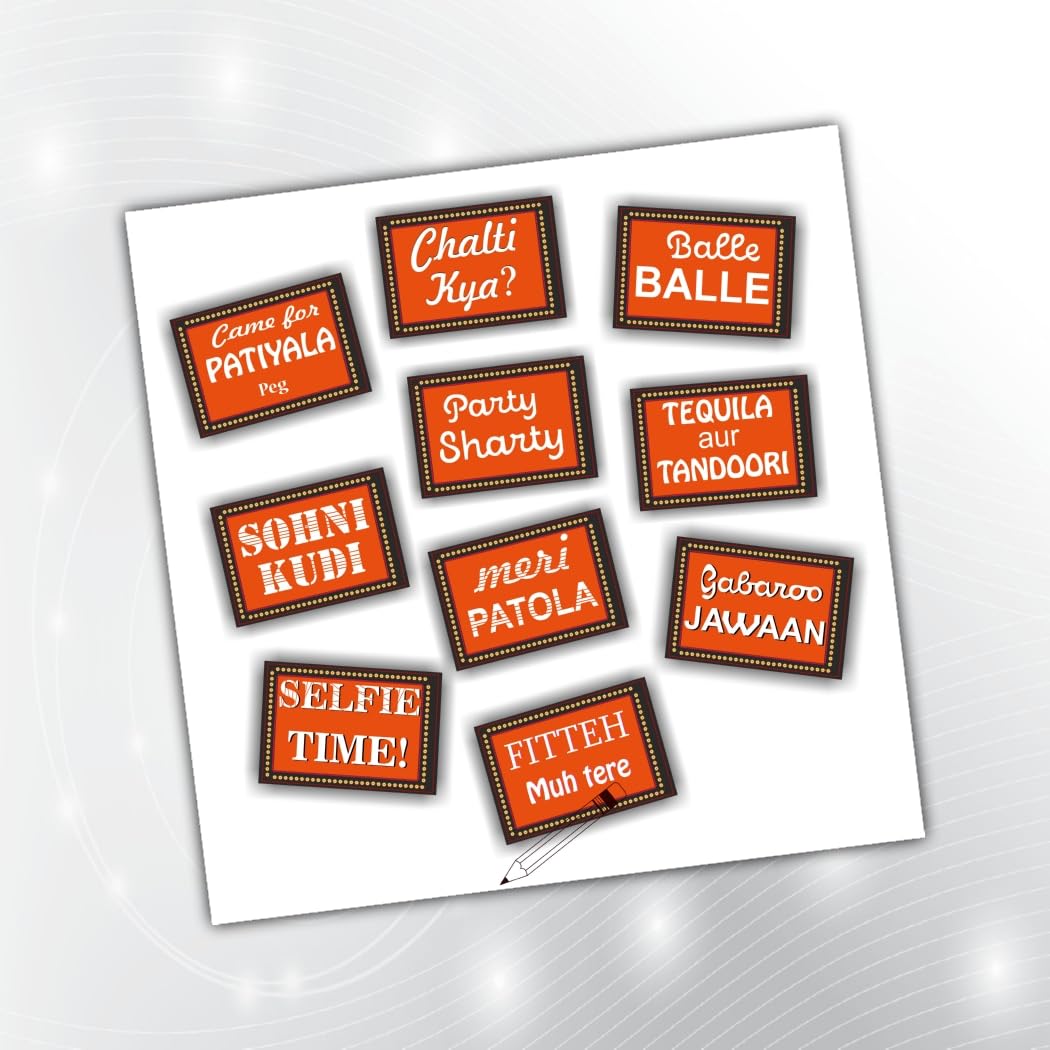PartyStuff Punjab Theme Props  Punjabi Party Props 2 (10 Cards)