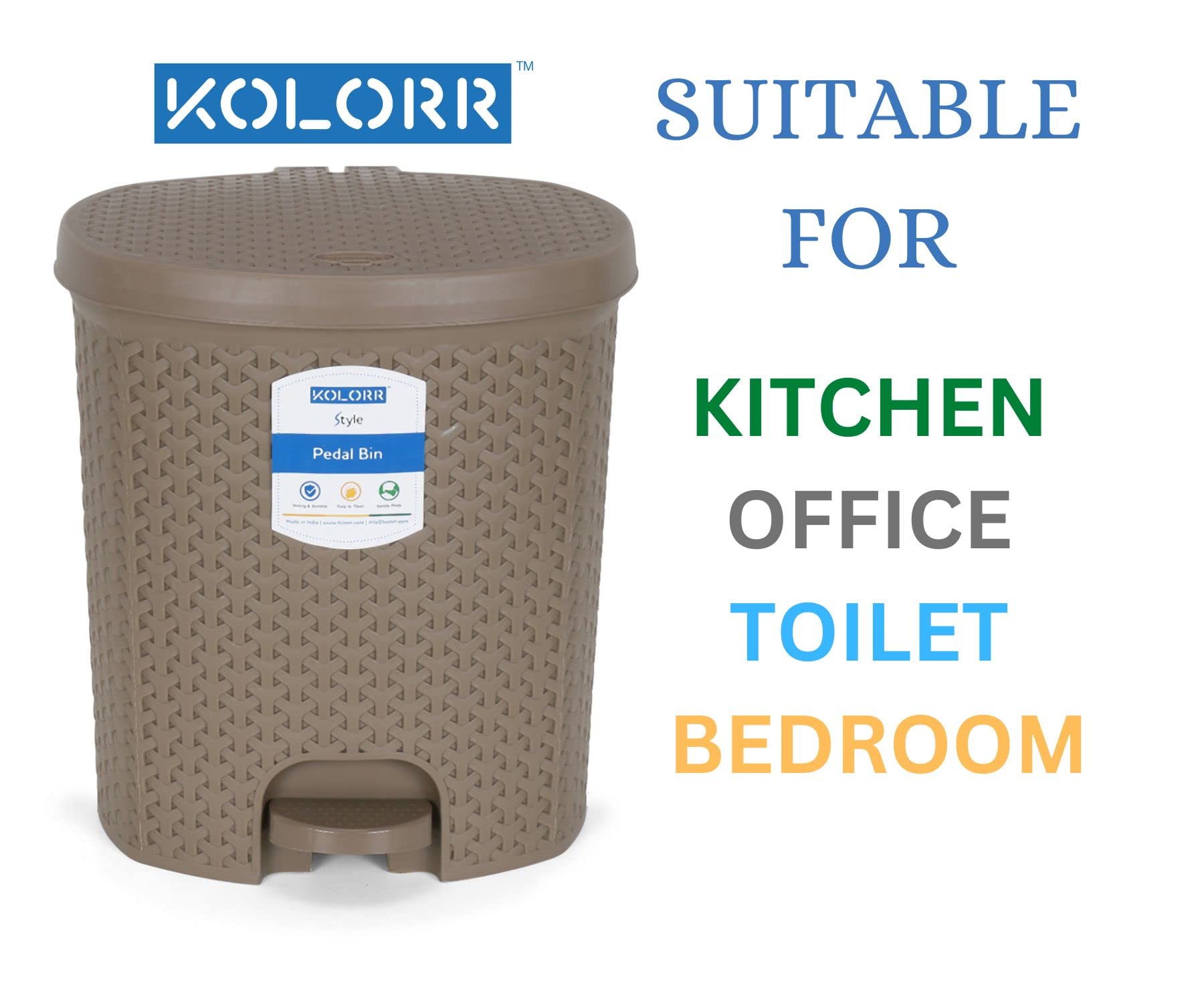 Kolorr Magnum Plastic Pedal Dustbin/Medium Size Trash Can/Garbage Waste Bin With Lid For Home, Kitchen, Office, Bathroom & Washr