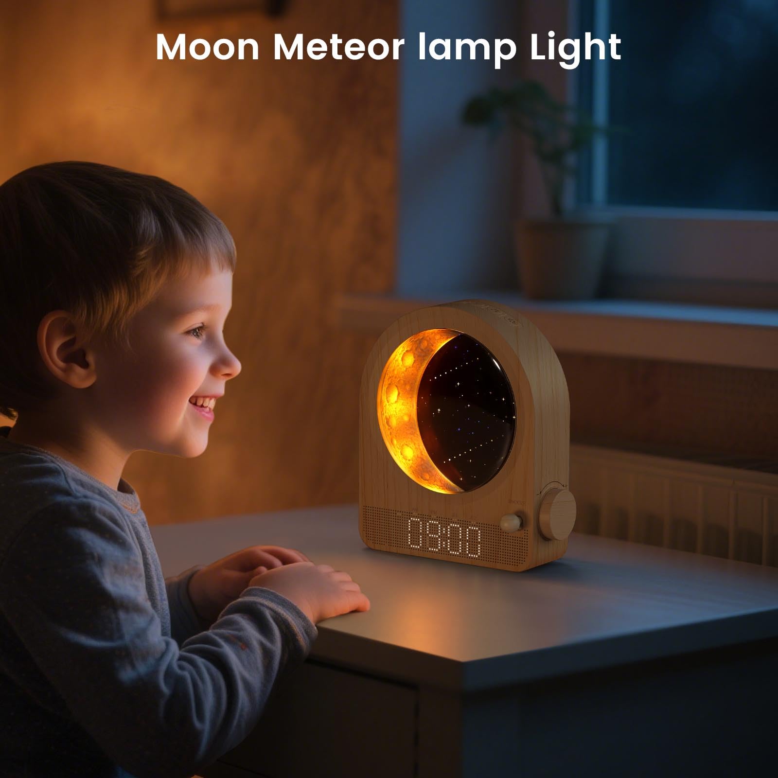 Epochleno Sunrise Alarm Clock, White Noise Machine & Meteor Moonlight - 10 Soothing Sounds, Dual Alarms, 30/60/90min Timer, Easy