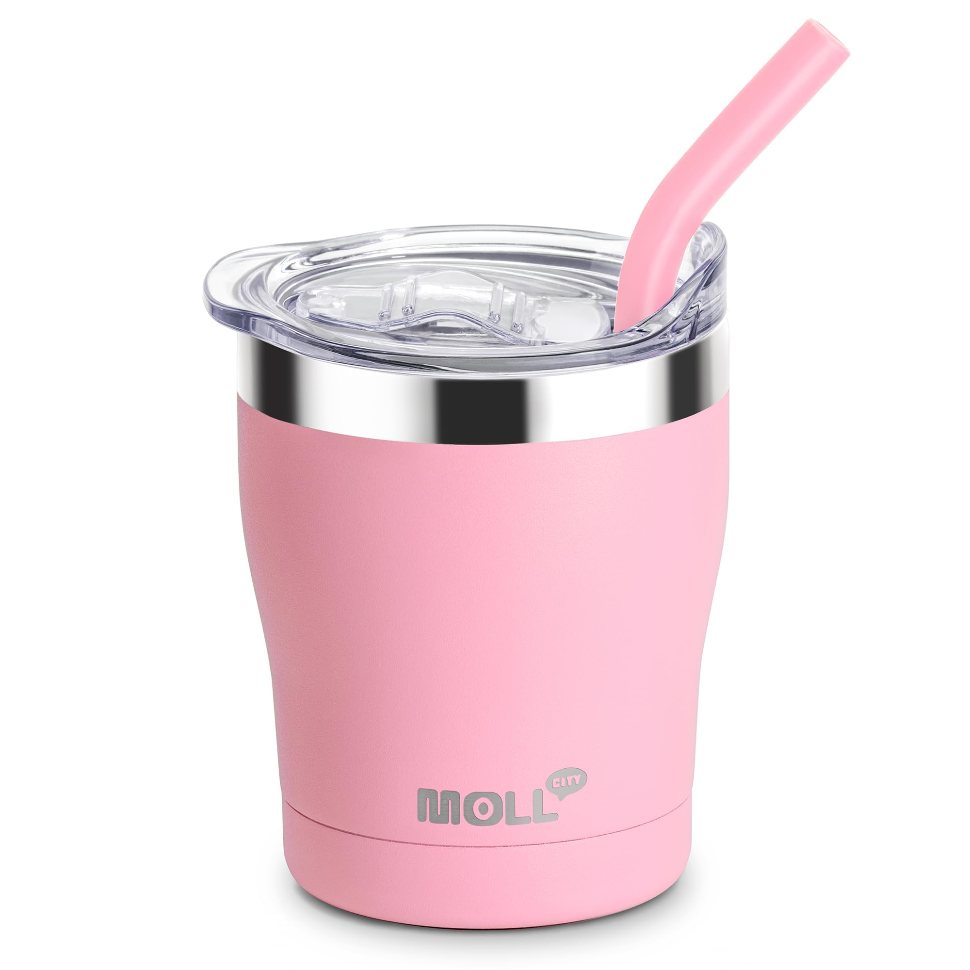 Mollcity Kids Tumbler With Straw-9 Oz Stainless Steel Double Wall Vacuum Insulated Tumbler Cup With Leak-Proof Lid, Sweat-Free (