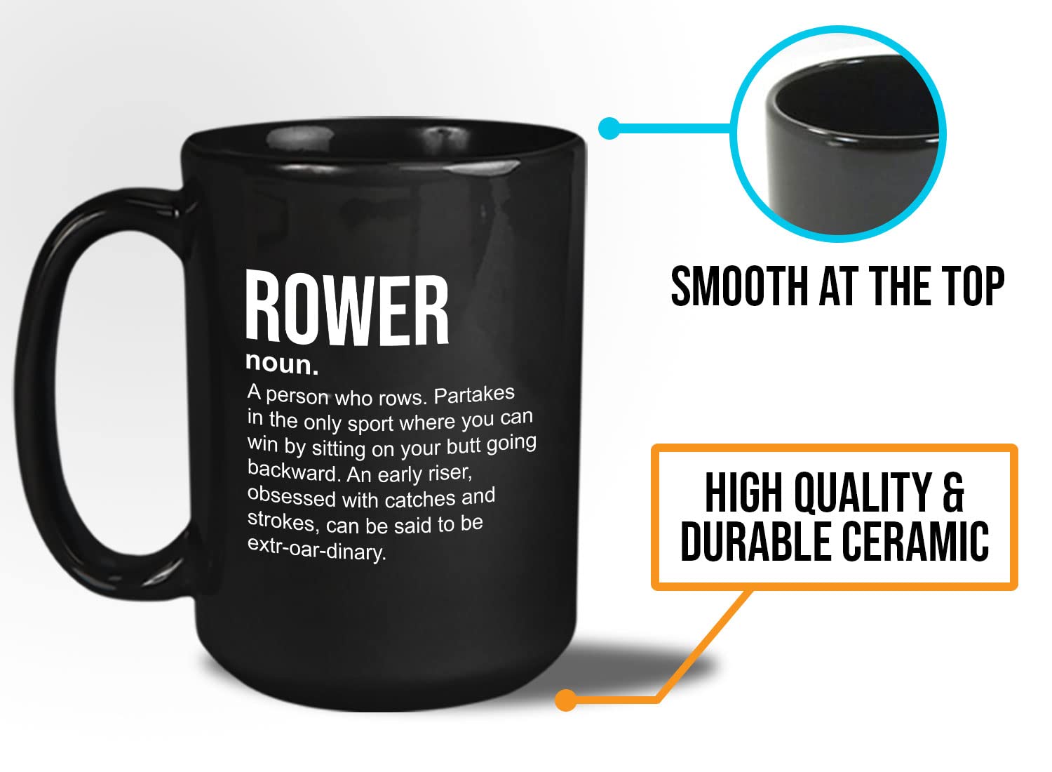 Bubble Hugs Rowing Coffee Mug 15oz Black - Rower Definition - Rower Definitions Sport Lovers Game Athlete Lake Lover Boats Racin