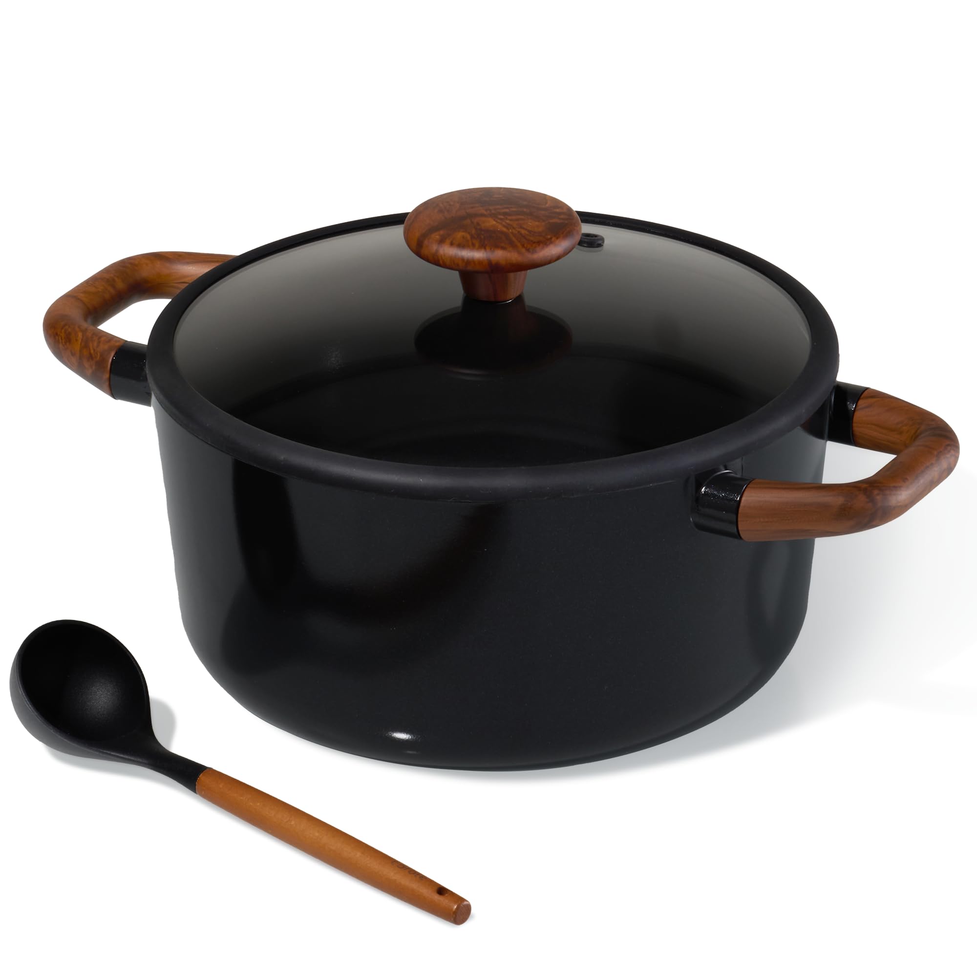 Carote 5Qt Ceramic Stock Pot With Ladle, Nonstick Casserole With Lid, Even Heating Stockpot, Fits All Stoves, Non Stick Large Ca