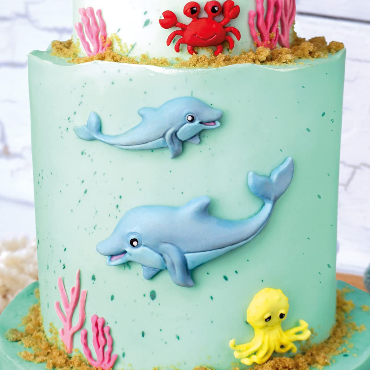 Katy Sue Dolphins Silicone Mold For Seaside & Sea-Themed Cake Decorating & Crafts - Makes 1 Large Dolphin 4.5 X 1.4 Inch & 1 Sma