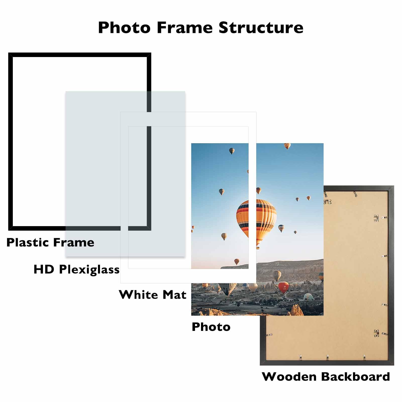 JCJMY 18x24 Picture Frame with 16x20 Mat, Display Photo 16x20 with Mat or 18 x 24 Without Mat, Wall Hanging Large 18 by 24 Poste