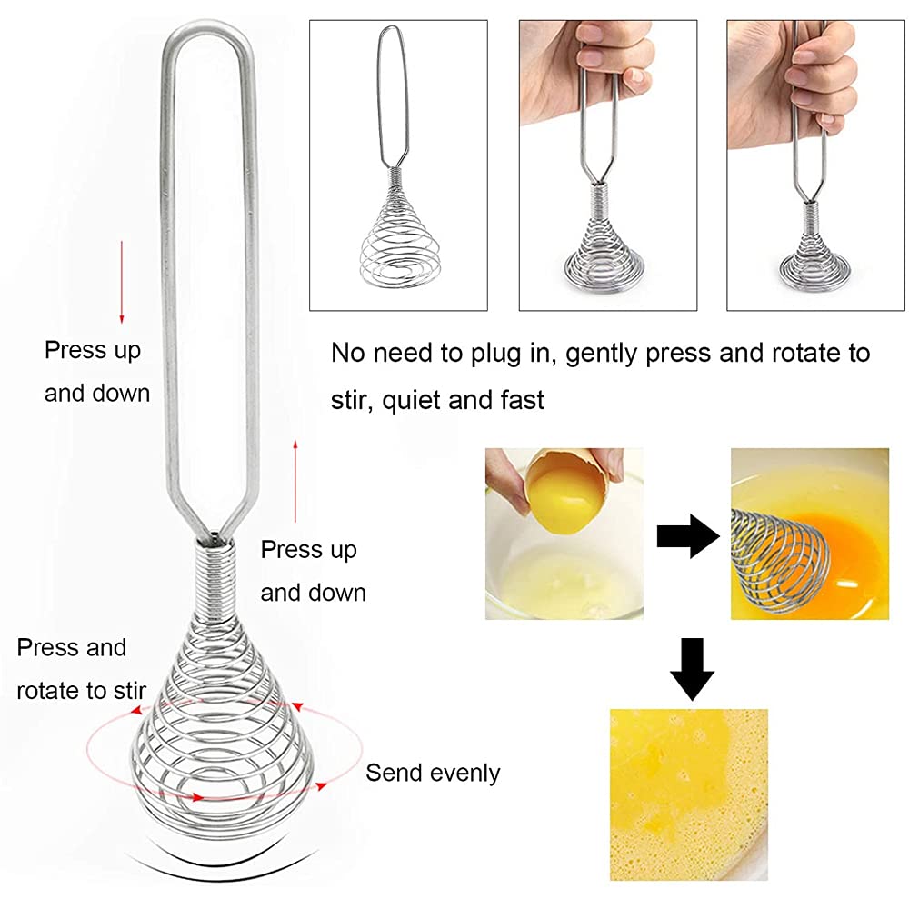 Stainless Steel Spring Coil Whisk Wire Whip Cream Egg Beater Gravy Cream Hand Mixer Kitchen Tool Accessories For Mixing, Blendin