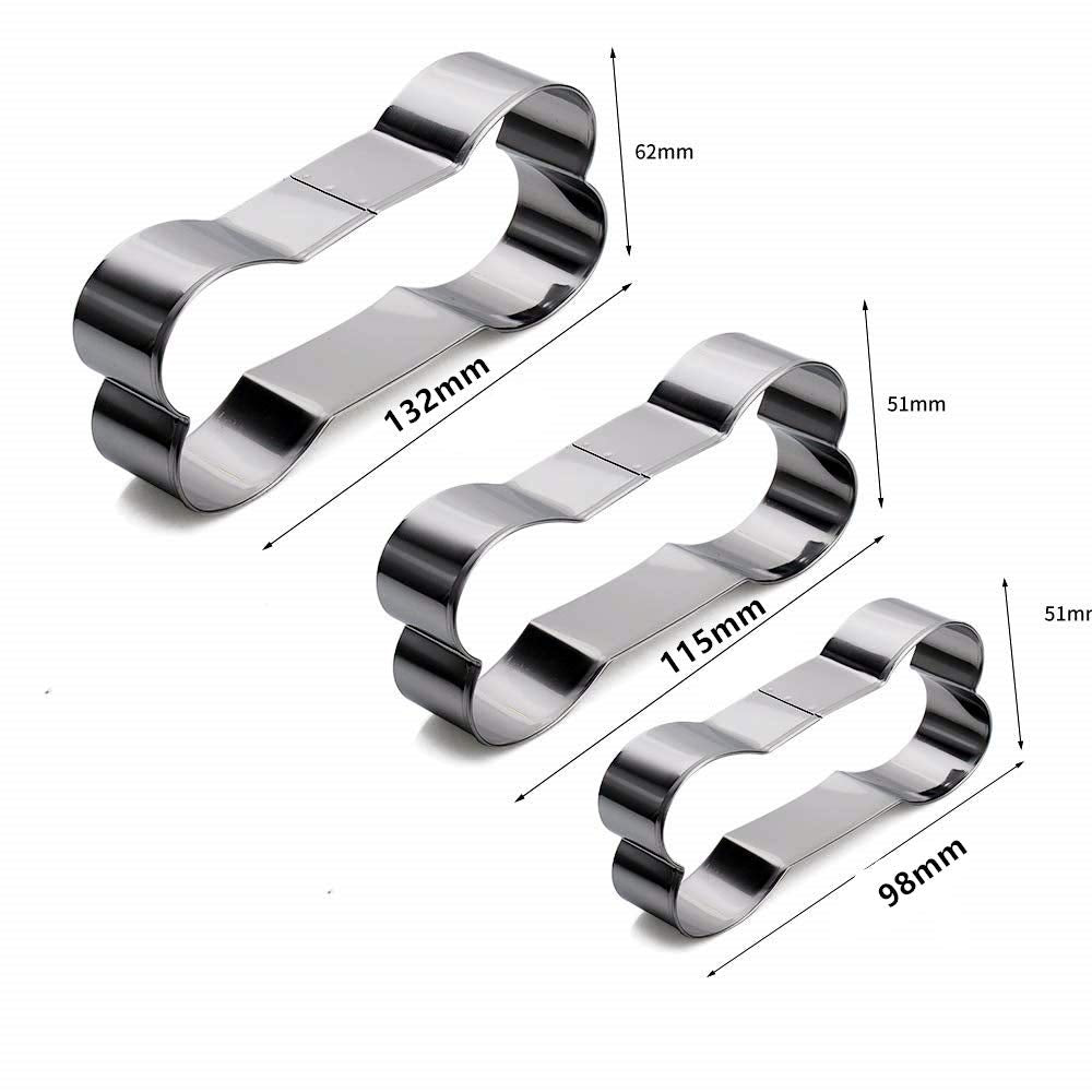 Stainless Steel Metal Dog Bone Shape Cookie Cutter Set, Puppy Crafts Biscuit Mold For Dog Cat Pup Homemade Treats