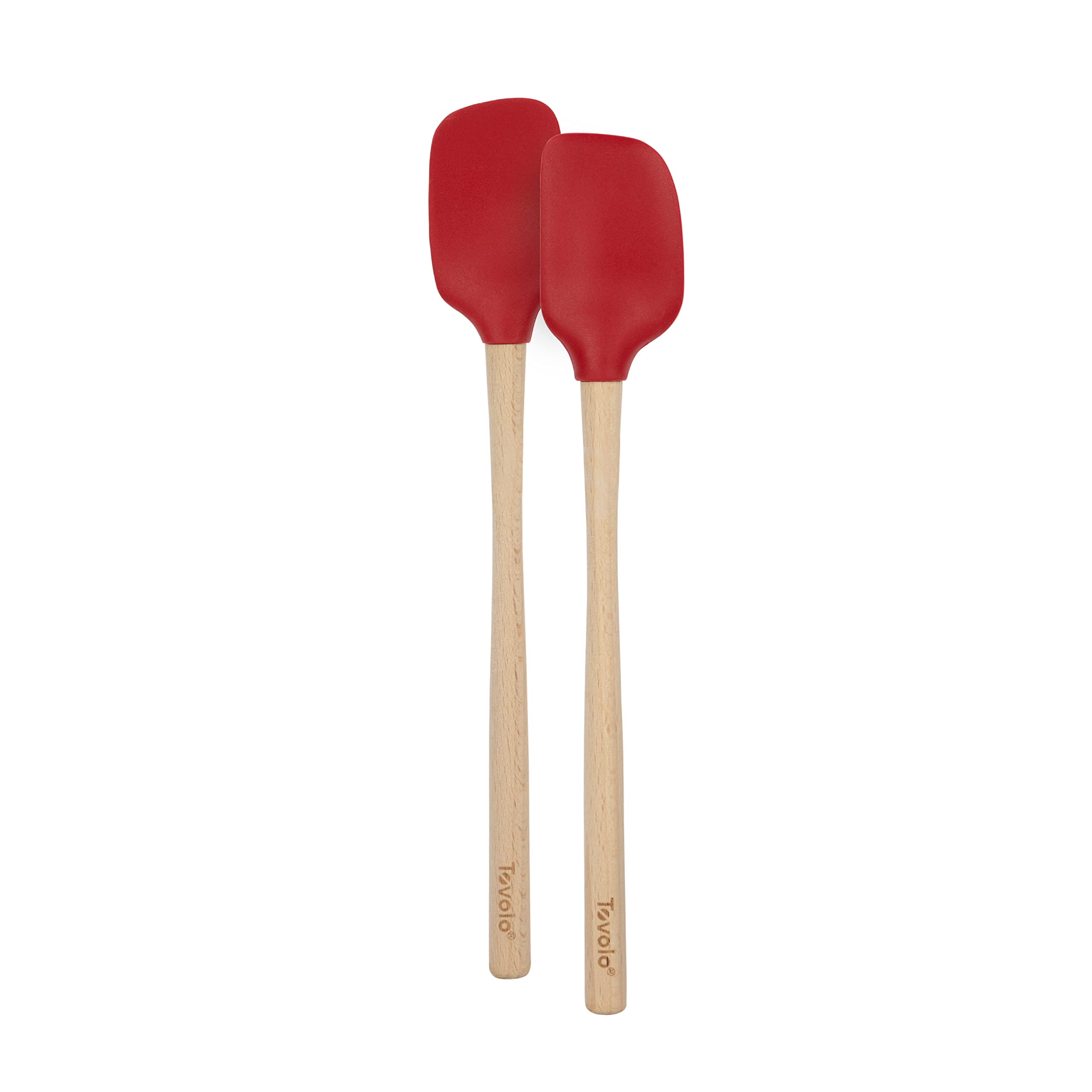 Tovolo Mini Spoon Spatula Wooden Handle Set for Cooking & Baking, Heat Resistant Safe for Cast Iron BPA Free Silicone Mixing Too