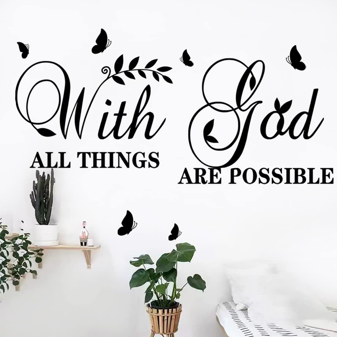With God All Things Are Possible Wall Stickers Inspirational Wall Decal Vinyl Wall Decals Motivational Office Decor Quote Wall A