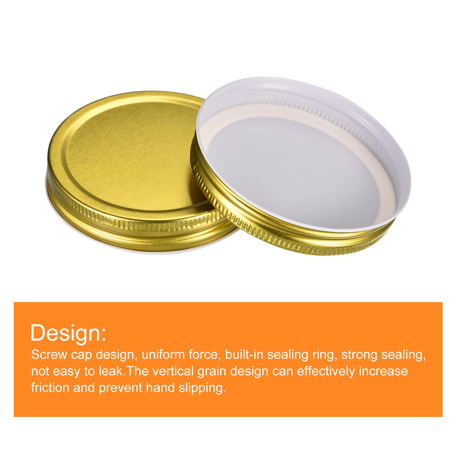 Uxcell Mason Jar Lids, 12 Pcs - Tinplate Canning Lids Wide Mouth Leak Proof Fits Storage Jars (Gold)