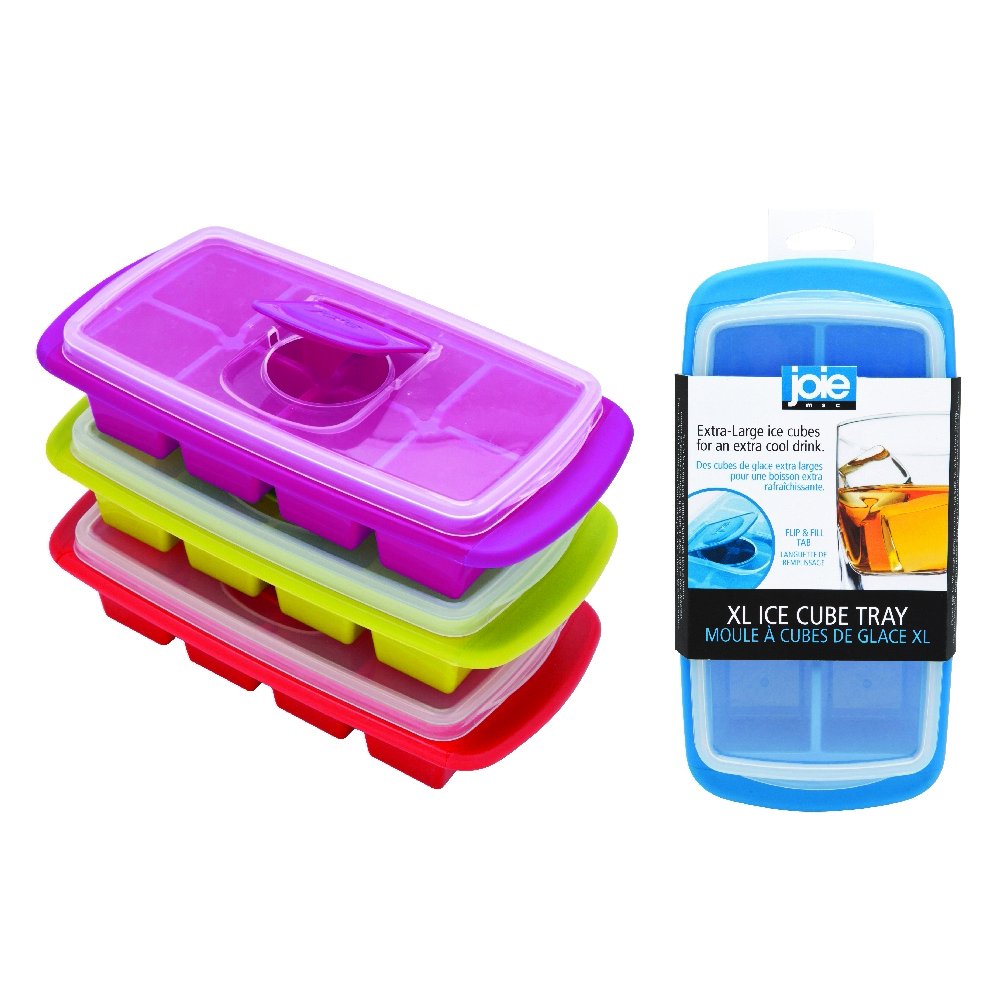 Joie Extra Large Ice Cube Tray, Covered and Stackable, No-Spill Removable Lid, Colors may vary,one size