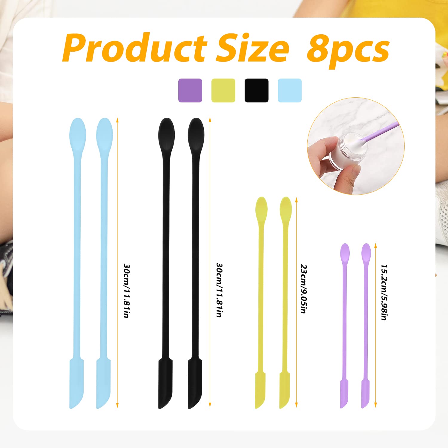 8Pcs Small Makeup Spatulas Set, 3 Sizes Double-Ended Mini Silicone Spatula Scraper To Get Last Of Makeup Out Multifunctional Spa