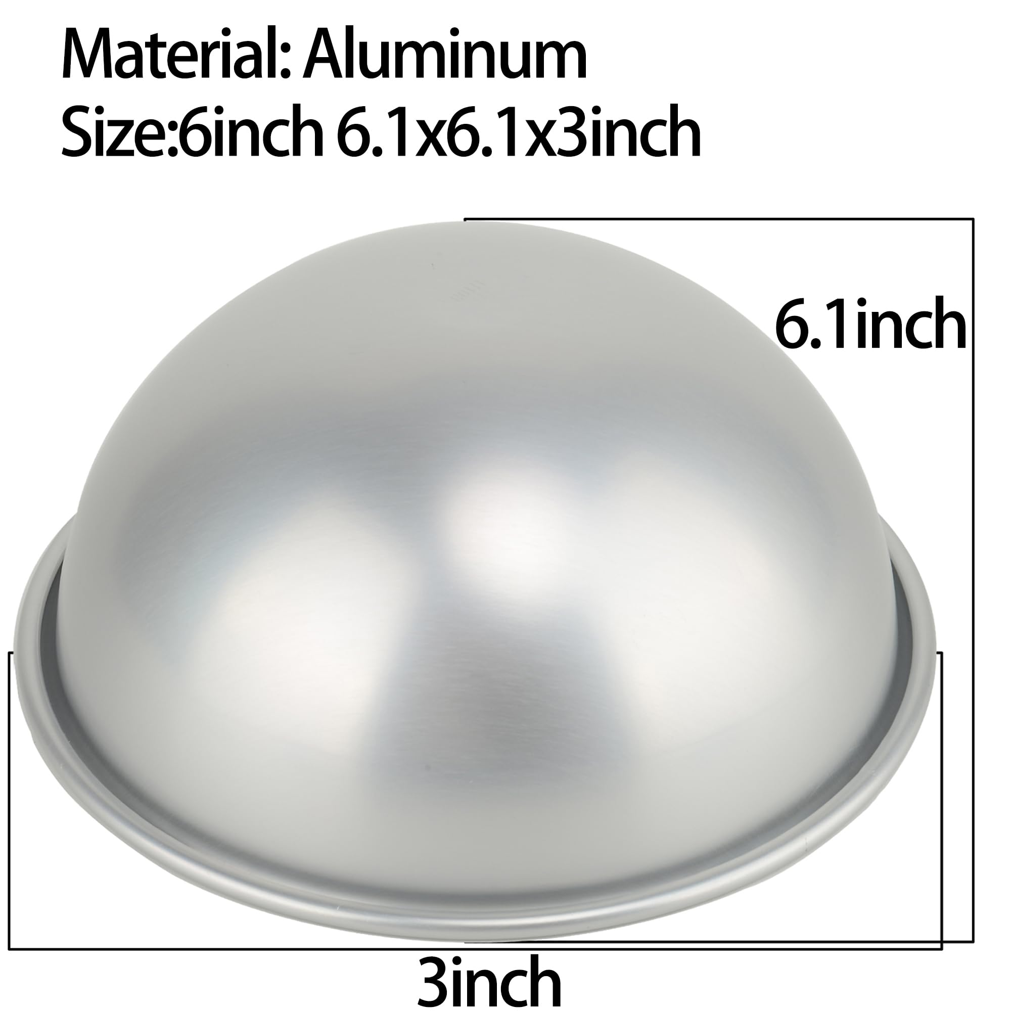 Kundalini 6Inch Ball Cake Pan Dome Cake Pan Anodized Aluminum Hemisphere Pan 3D 6Inch Sport Ball Cake Pan Diy Birthday Cake Pan
