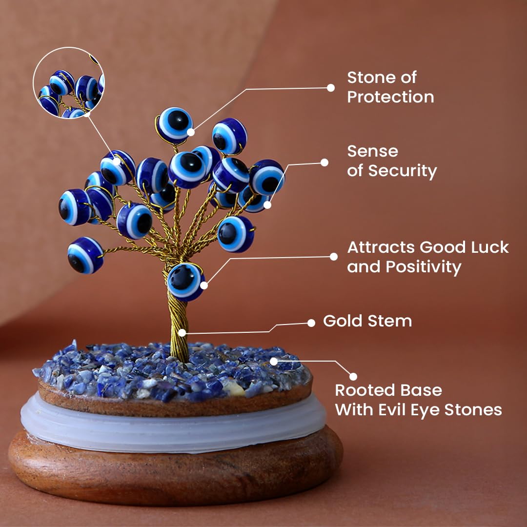 Astrotalk Evil Eye Crystal Dome Tree | Protects from Negative Energy | Feng Shui Items For Good Luck | Home Decor For Living Room & Bedroom | Housewarming Gifts | Aesthetic Home Decor Items,7 Cm