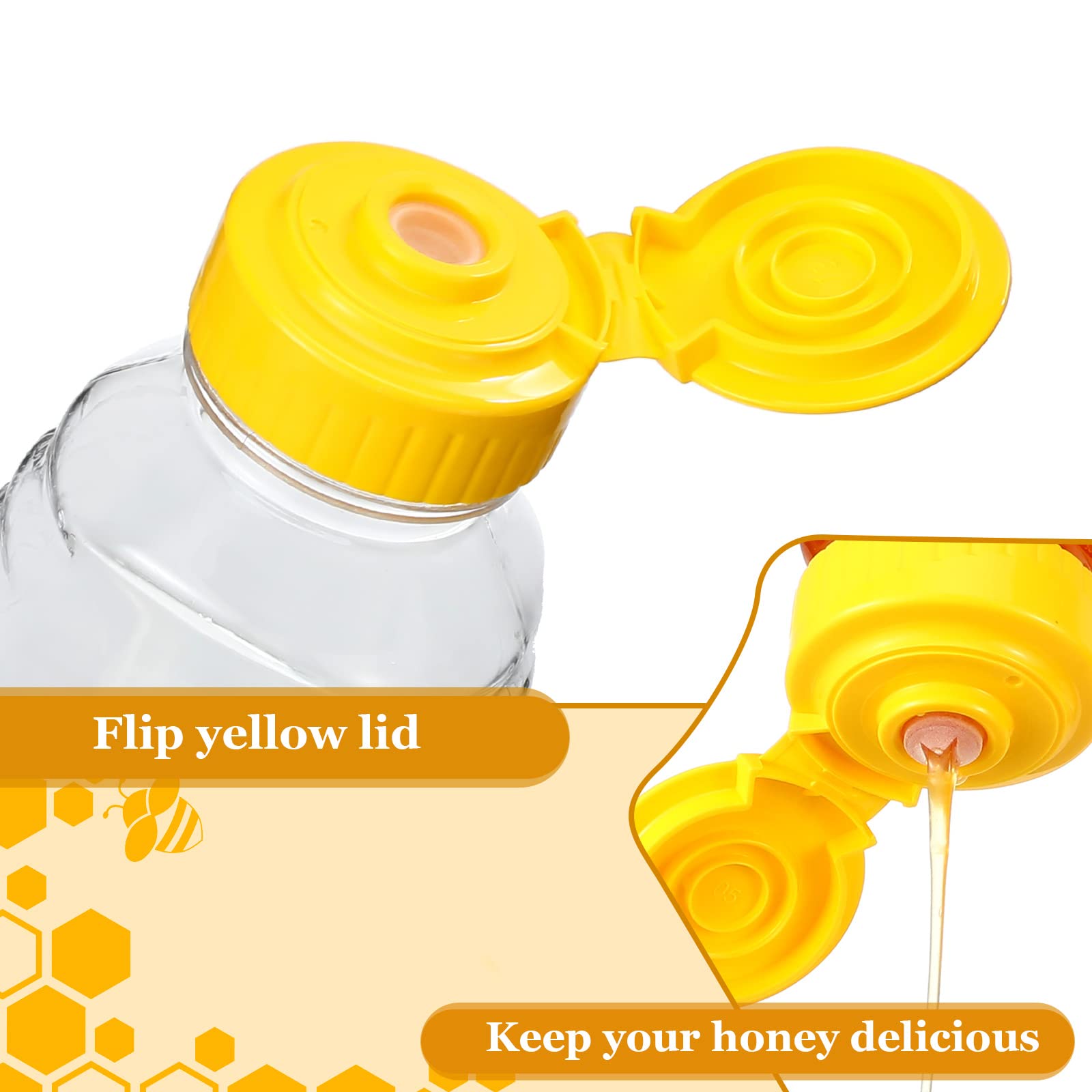 Hoolerry 48 Pack 8 Oz Clear Plastic Honey Bottles Refillable Squeeze Honey Container Empty Honey Jars Honey Dispenser With Flip
