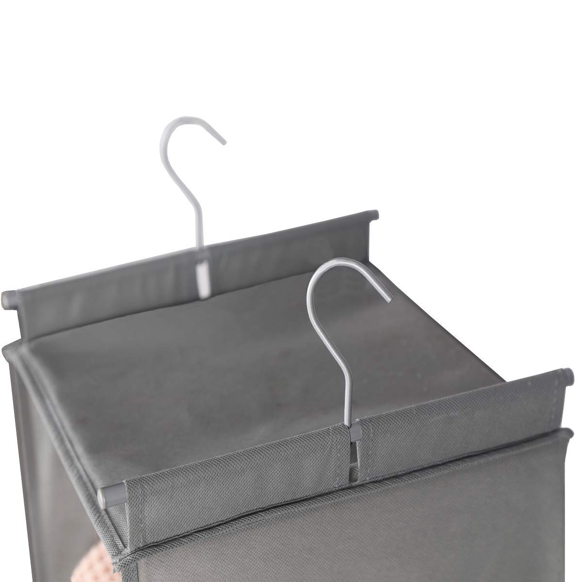 Max Houser 5 Shelf Hanging Closet Organizer,Space Saver, Closet Hanging Shelves With (4) Side Pockets,Foldable,Light Grey