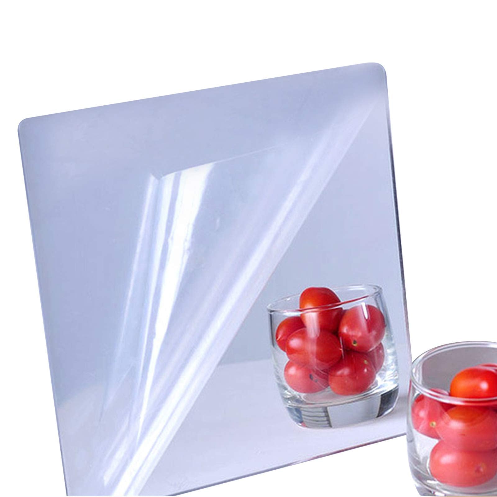 iCAGY Acrylic Mirror Sheet Self Adhesive Wall Mounted Home Decor Non Glass Sticky Mirror Tile Thickness 0.08in (2mm) Square 12x1