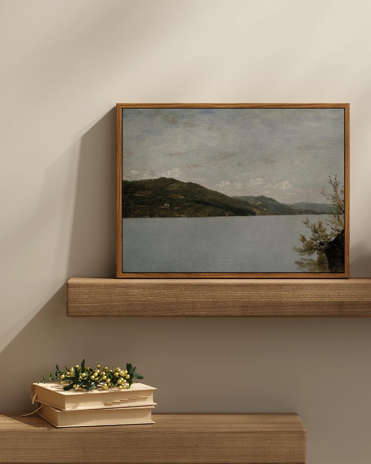 Insimsea Framed Canvas Wall Art Vintage Decor, Classical Landscape Paintings Artwork, Vintage Nature Decor, Retro Wall Decoratio
