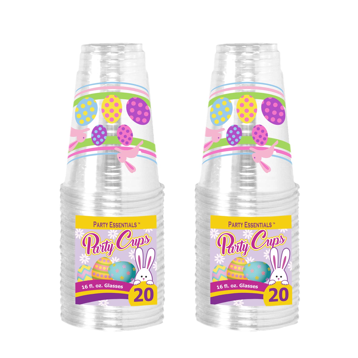 Party Essentials Soft Plastic Printed Party Cups, 16-Ounce, Easter, 40-Count