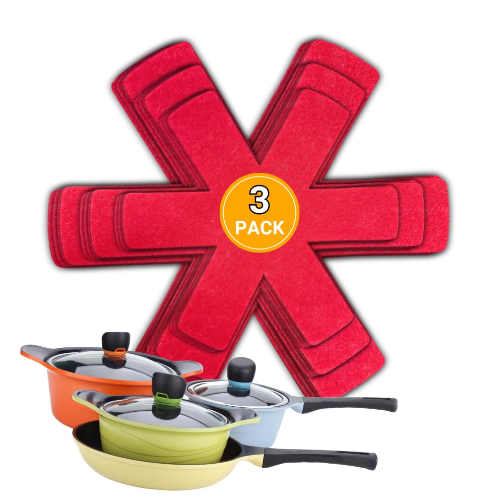 Pot And Pan Protectors Set Of 3 And 3 Different Sizes Separators Pad Pot Dividers Anti-Slip Pad For Stacking And Protecting Cook