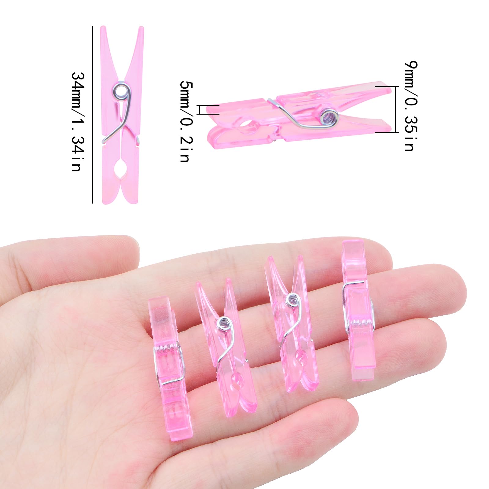 100 Pieces Clear Plastic Clothespins Mini Transparent Craft Clips Pictures Paper Peg Pins For Hanging Photos String Fairy Lights