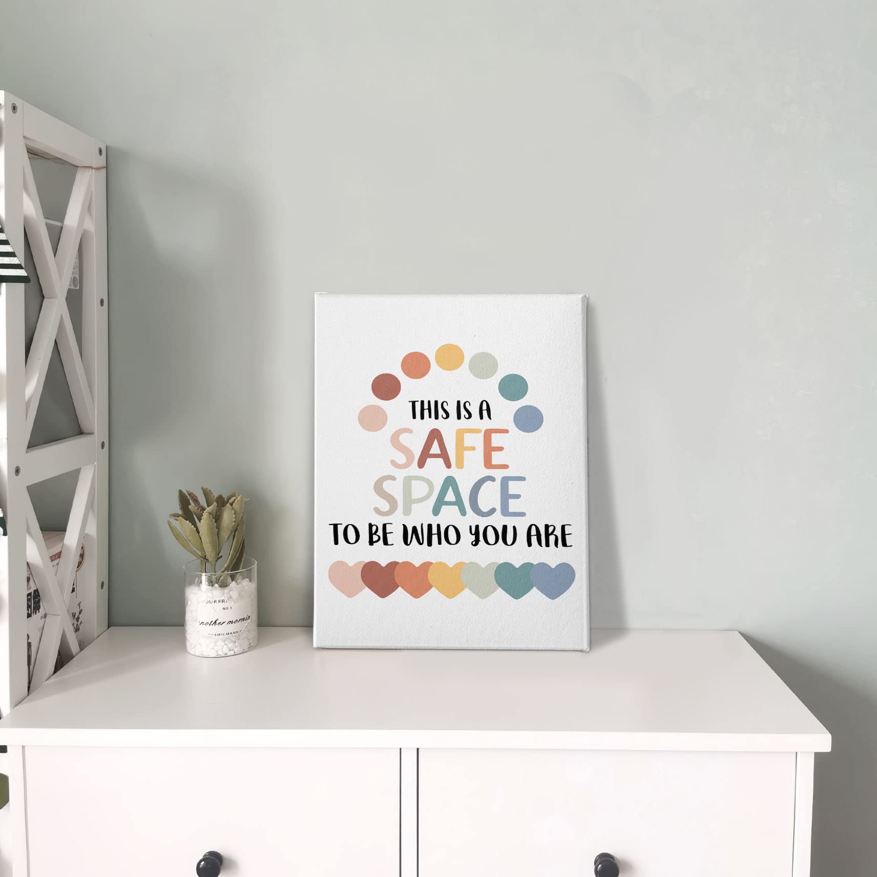 Phamte This Is A Safe Space To Be Who You Are Wall Art,Boho Psychologist Safe Space School Therapist Office Print Framed Canvas