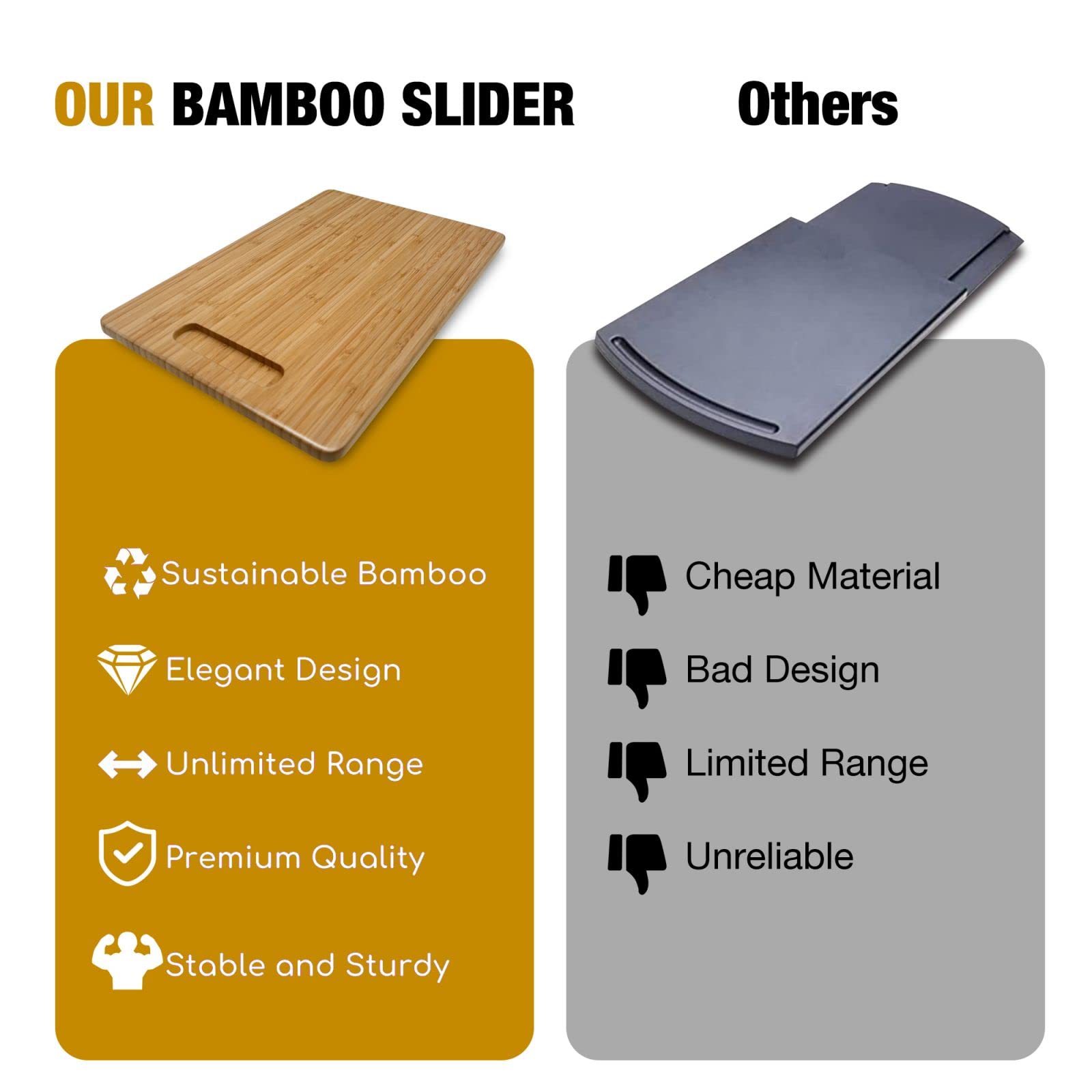 Bayting Bamboo Appliance Sliders For Kitchen Appliances, Sliding Tray With Silent Rubber Wheels For Coffee Maker, Kitchen Counte