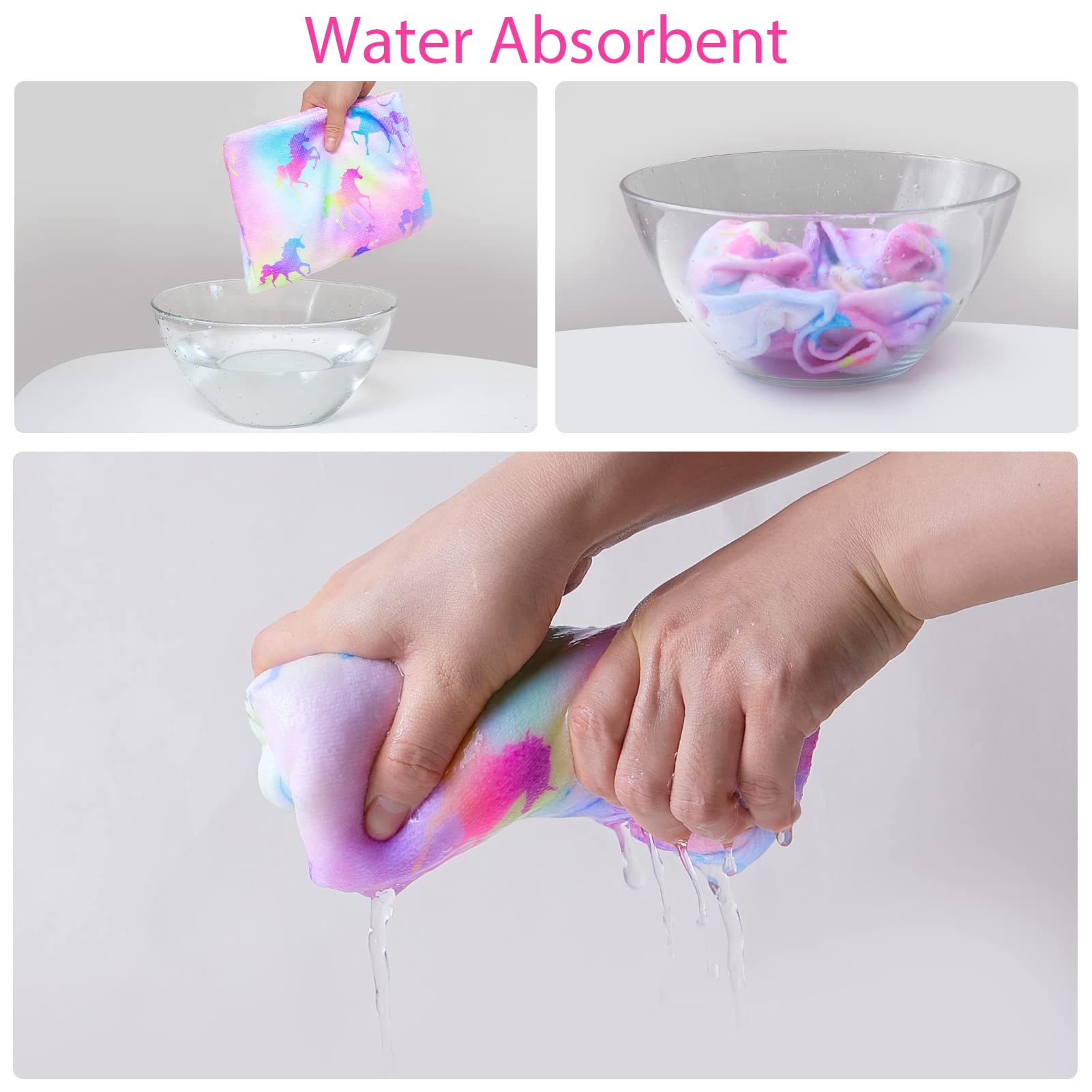 Basumee Microfiber Hair Towel Wrap for Kids 2 Pack Rapid Drying Hair Towel with Button Hair Turbans for Wet Hair Wraps Head Towe