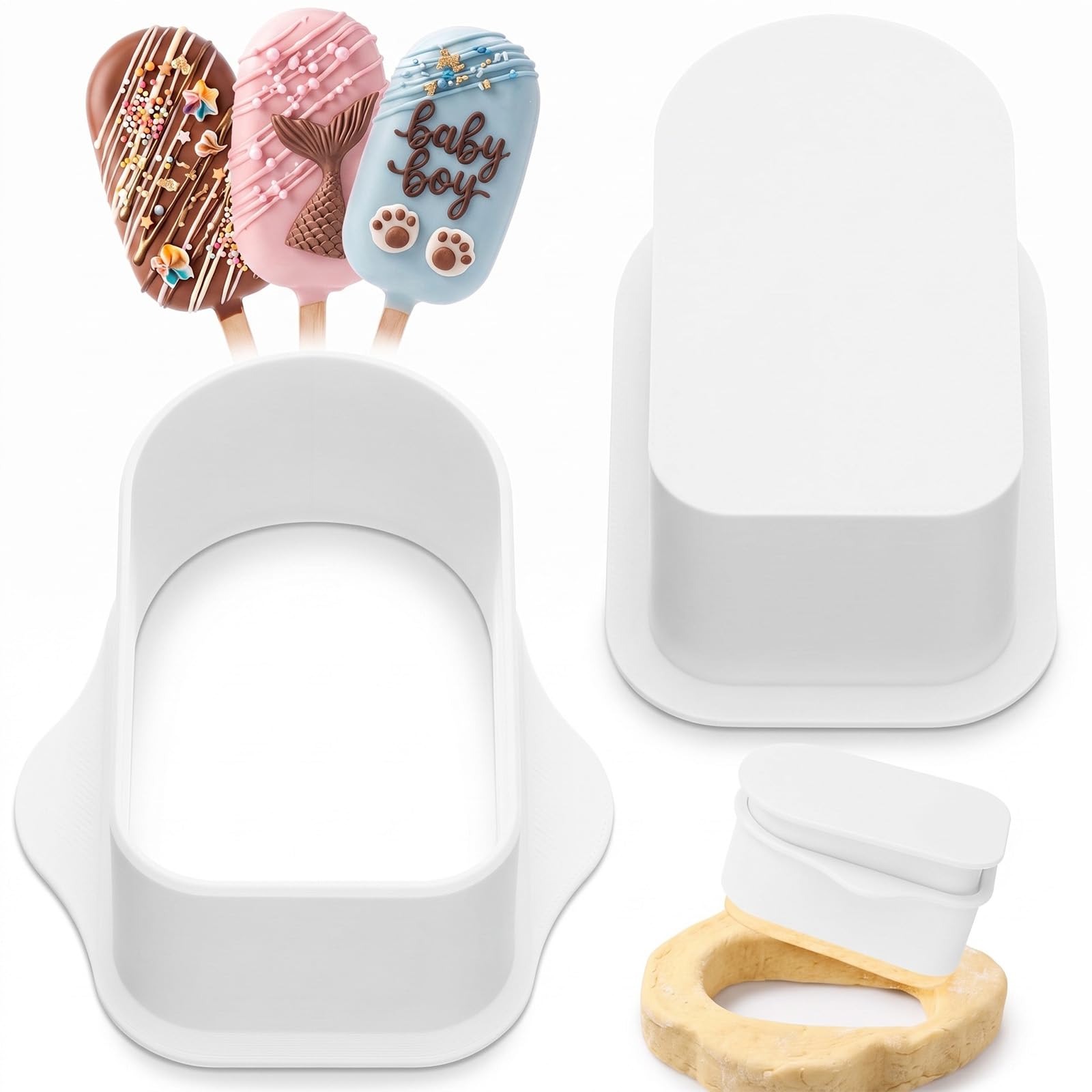 Yiyiring Cakesicle Cutter, Cakesicle Mold, White, 3.6, Oval