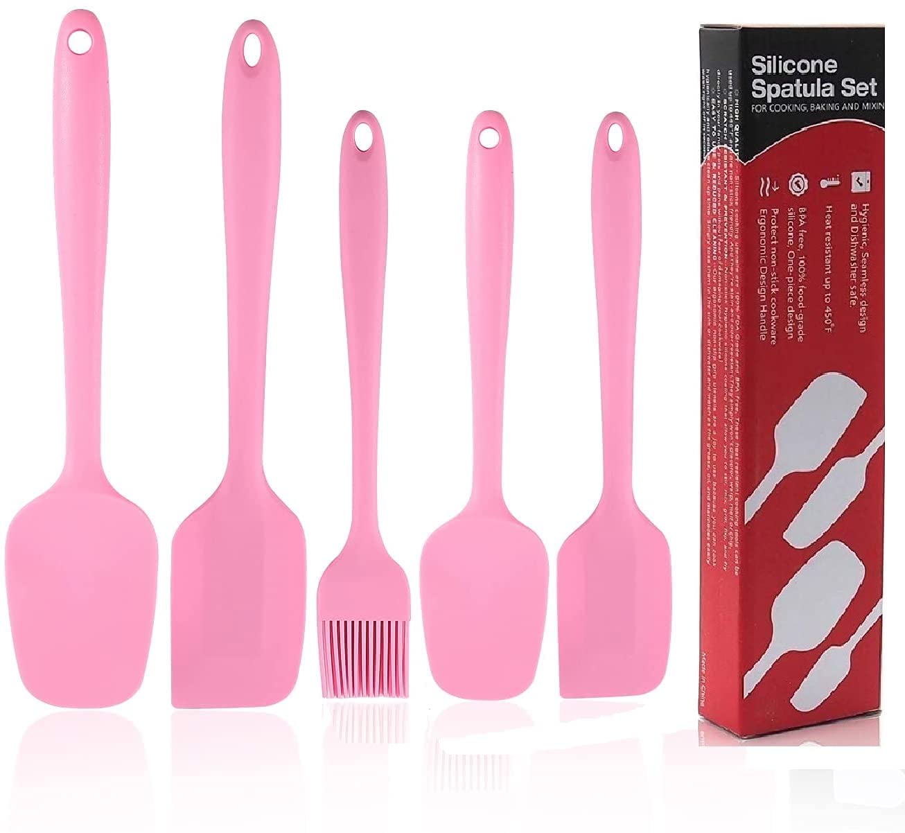 Taskhouse Silicone Spatula Set Heat Resistant, Non Stick Coating With Steel Core Utensils For Cooking Baking, Rubber Turner (Set