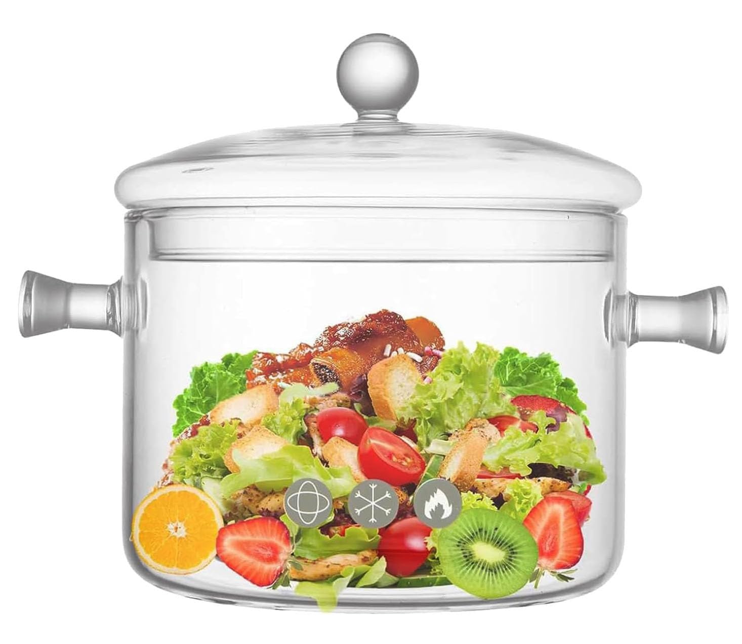 Glass Cooking Pots, 1.7L/57OZ HeatResistant Borosilicate Glass Saucepan with Cover, Glass Pots for Cooking on Stove Cookware Se