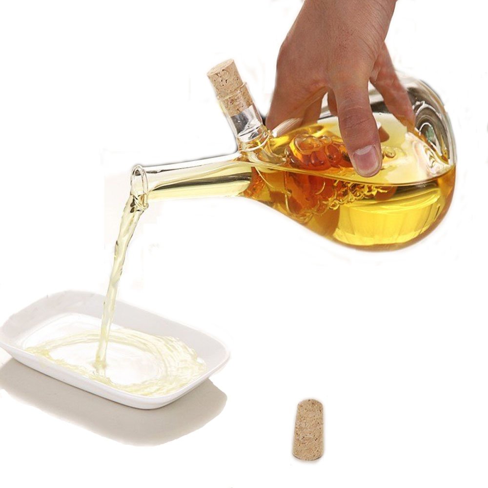 Eleton Kitchen Storage Cooking Tools Oil And Vinegar Glass Bottle, Grape Double Pourer Spout Stoppers Oil Vinegar Cruet