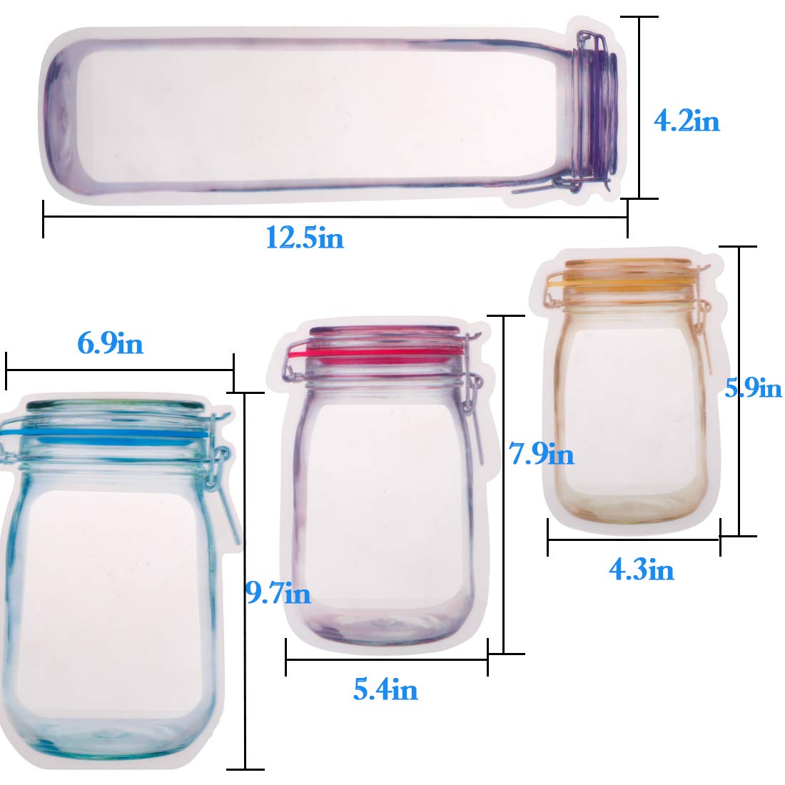 40Pcs Reusable Mason Jar Ziplock Bags,Food Storage Sandwich Bags Ziplock Bags For Kitchen Camping Picnic Organizer (40 Pcs)