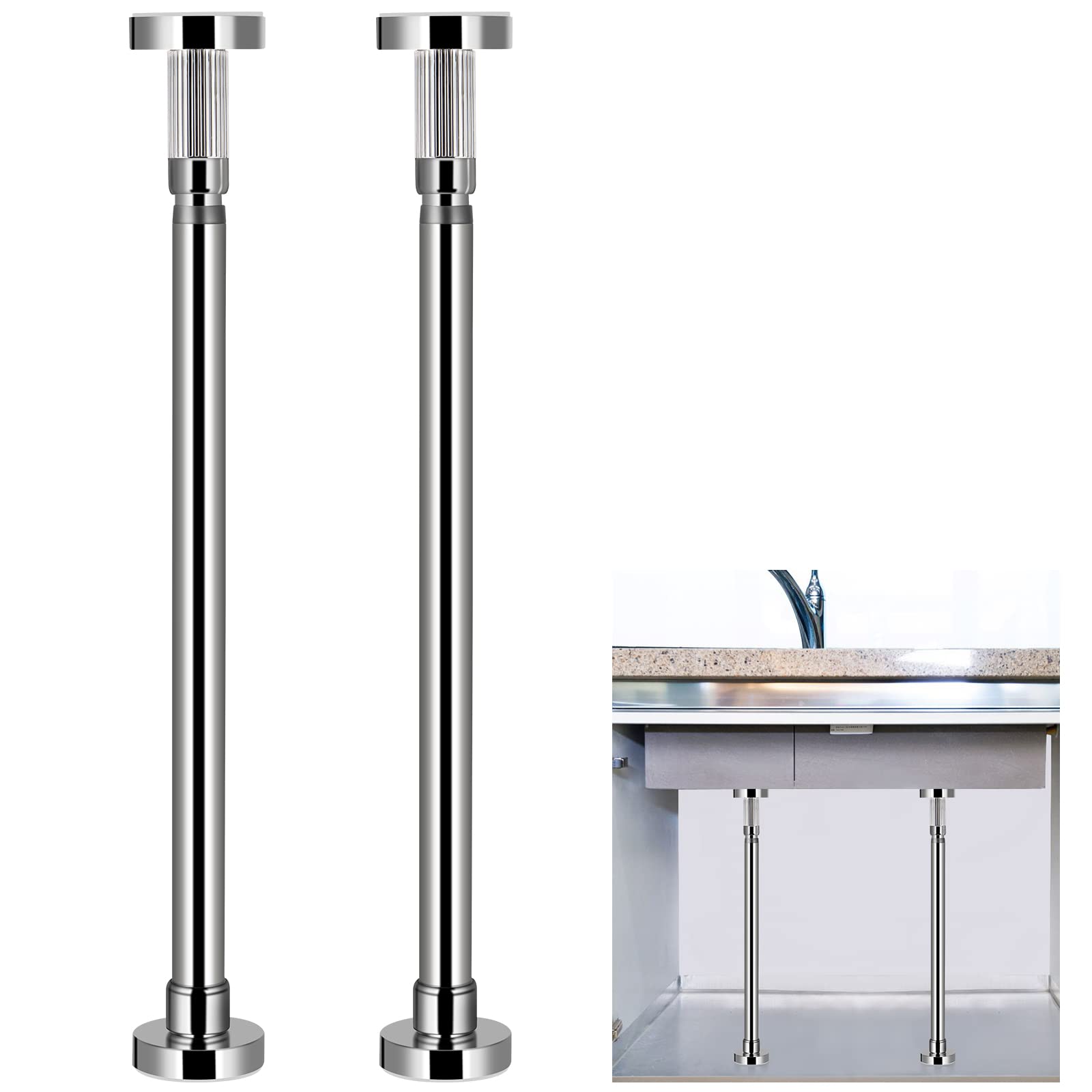 Sanbege 2 Pcs Undermount Sink Brackets Adjustable, Stainless Steel Sink Support Legs, Drill Free Sink Installation and Repair Ki