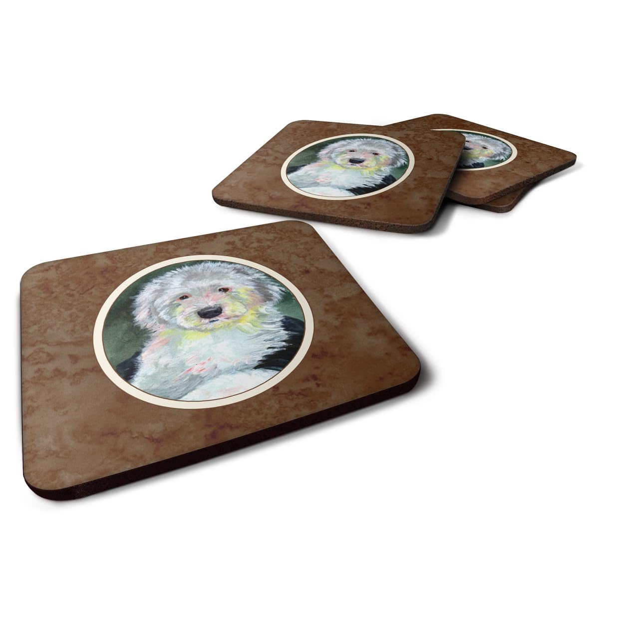 Carolines Treasures Old English Sheepdog Foam Coasters (Set of 4), 3.5, Multicolor
