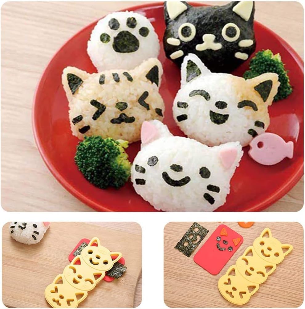 Fellibay Bento Accessories Sushi Mold Rice Ball Mold Cartoon Cat Pattern Sushi Bento Nori Kitchen Rice Decor Kits Sandwich Diy K