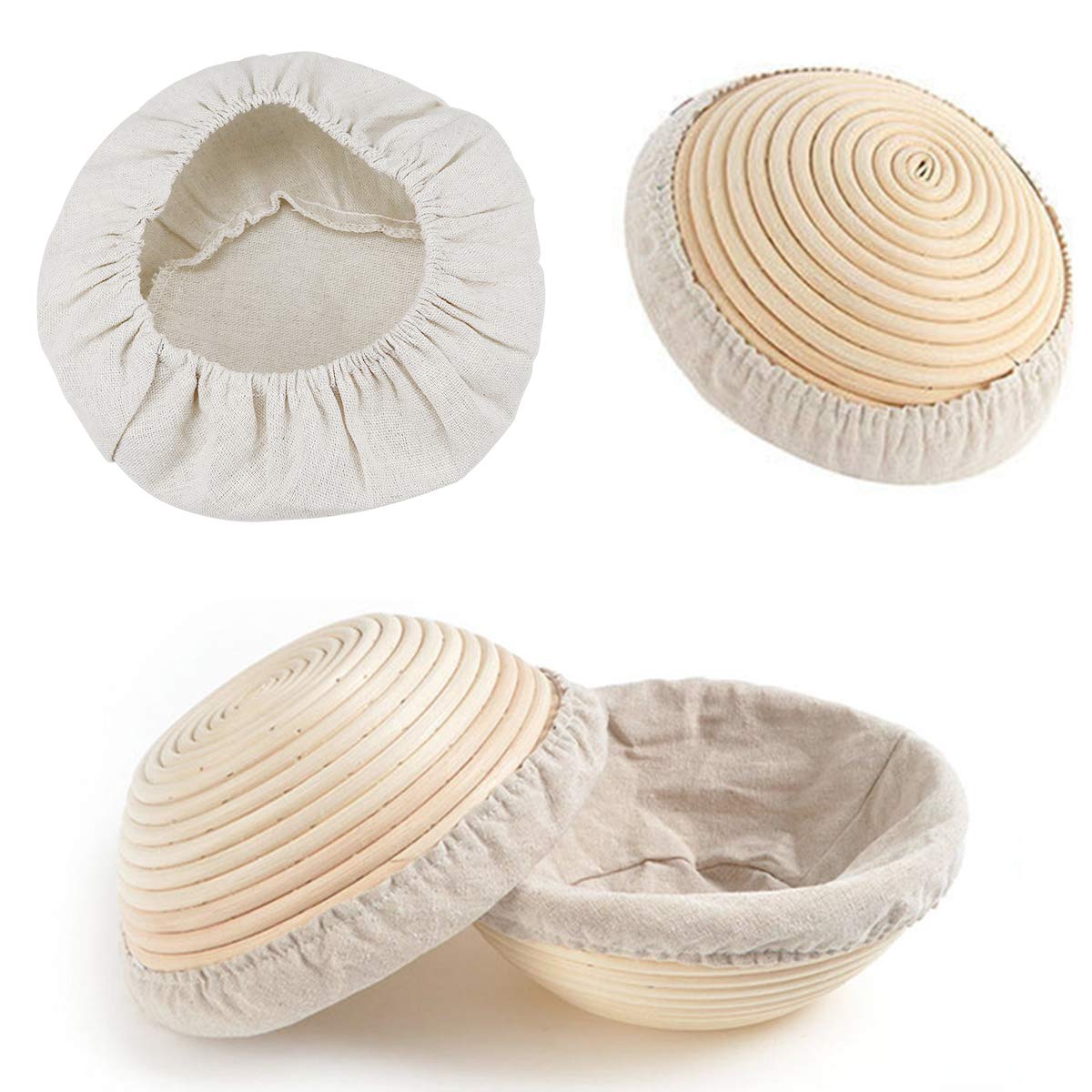 7 Packs 9 Inch Round Bread Proofing Basket Cloth Liner Banneton Sourdough Bread Proofing Natural Rattan Baking Dough Basket Cove