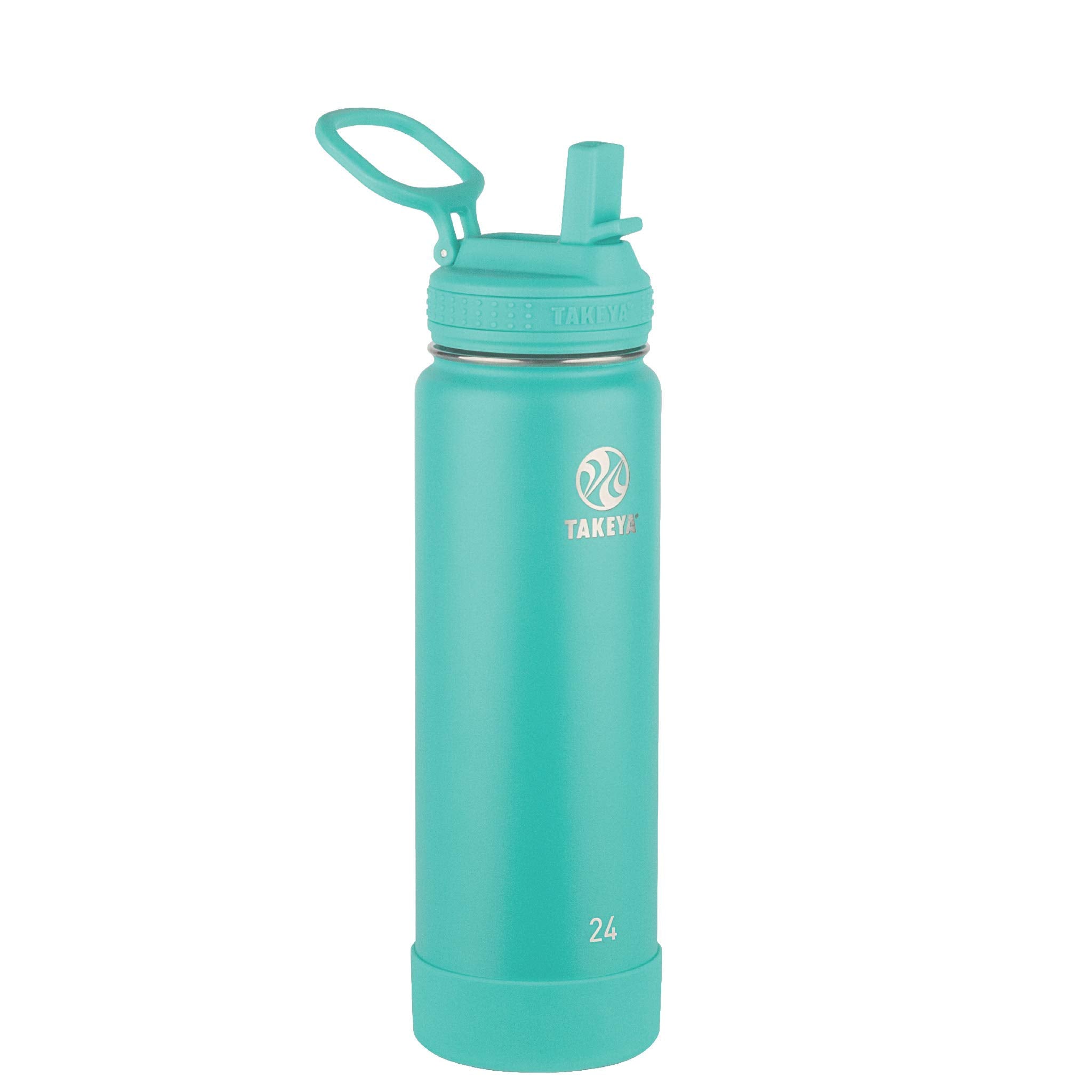 Takeya Actives Insulated Stainless Steel Water Bottle With Straw Lid, 24 Ounce, Teal