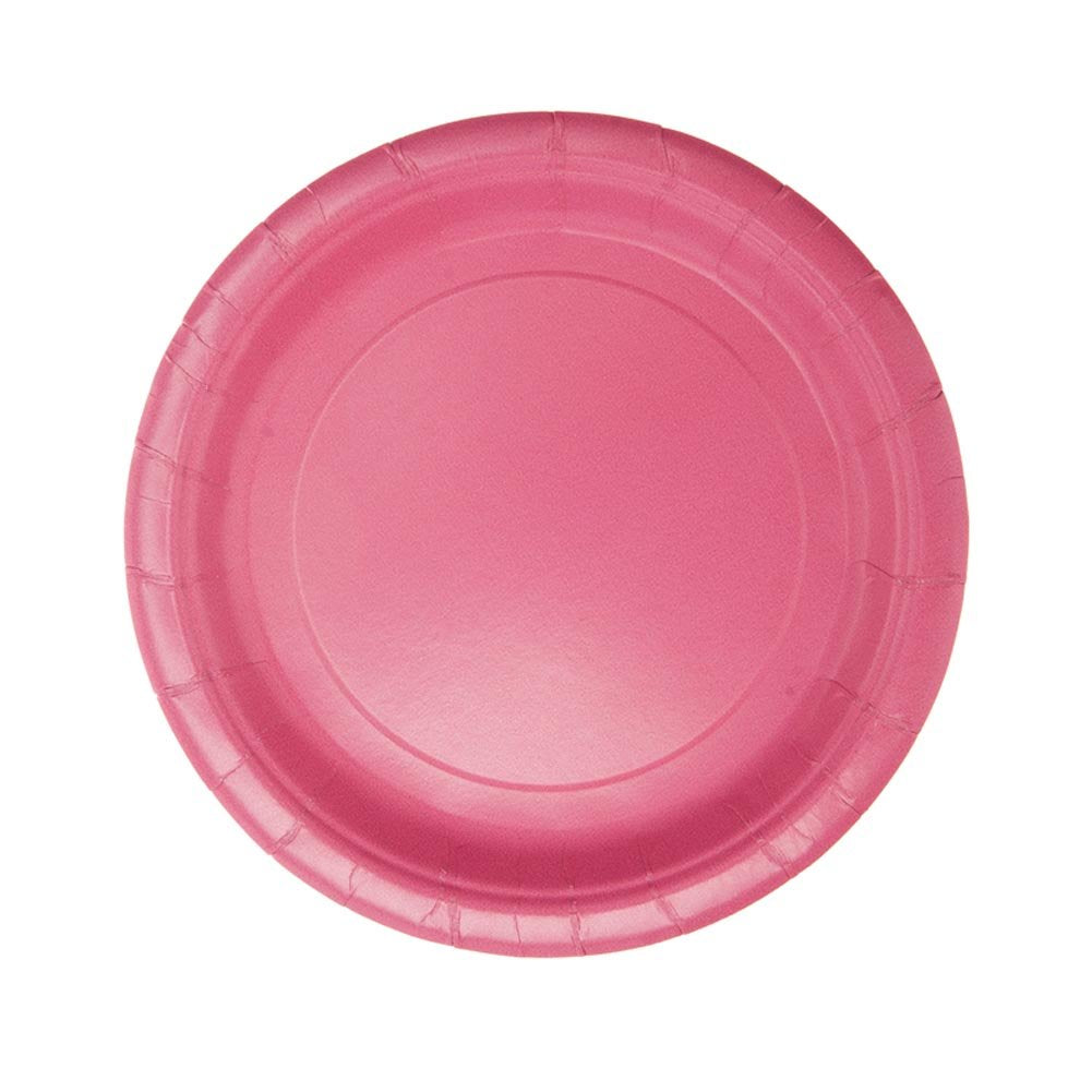 Hot Pink Solid Round Dessert Paper Plates - 7'' (Pack Of 20) - Vibrant Party Plates For Appetizing Treats - Perfect For Birthday