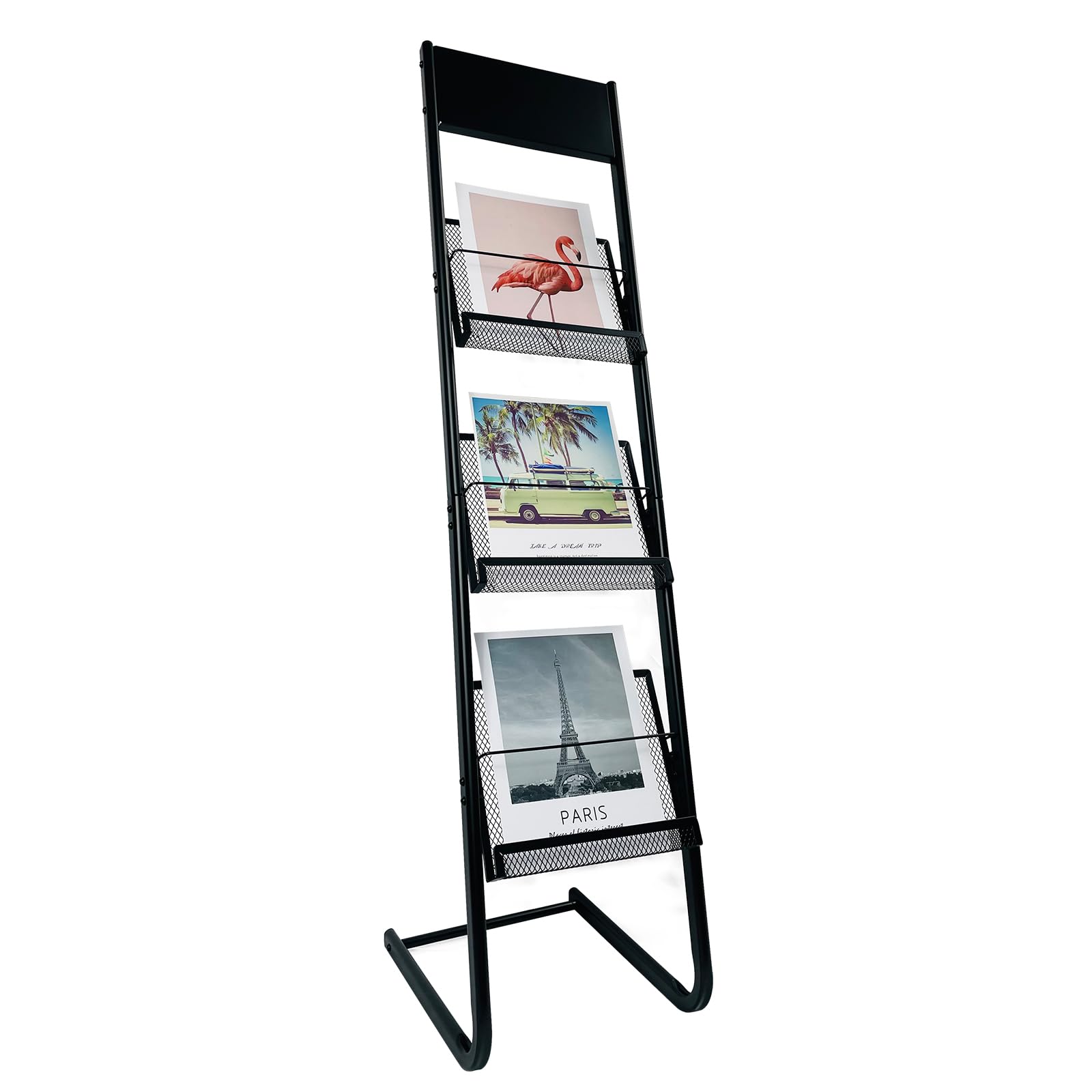 TONGMO Floor-standing 3-Layer Magazine Rack, Brochure Display Stand, made of high-hardness metal, suitable for Exhibitions, Offi