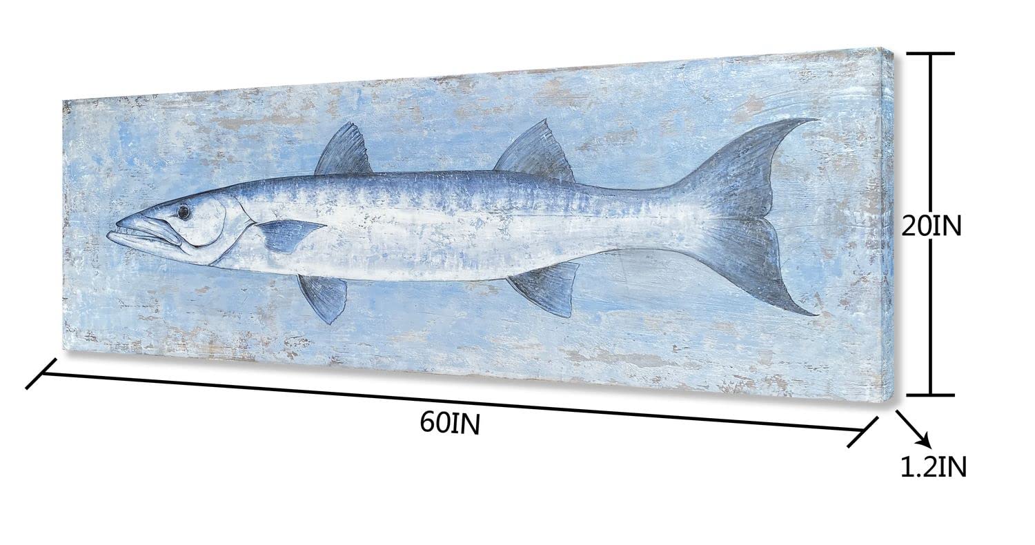 Yihui Arts Canvas Wall Art Abstract Fish Canvas Art- One Panels Nordic Minimalist Painting Large Pictures Canvas Artwork Framed for Home Office Decor