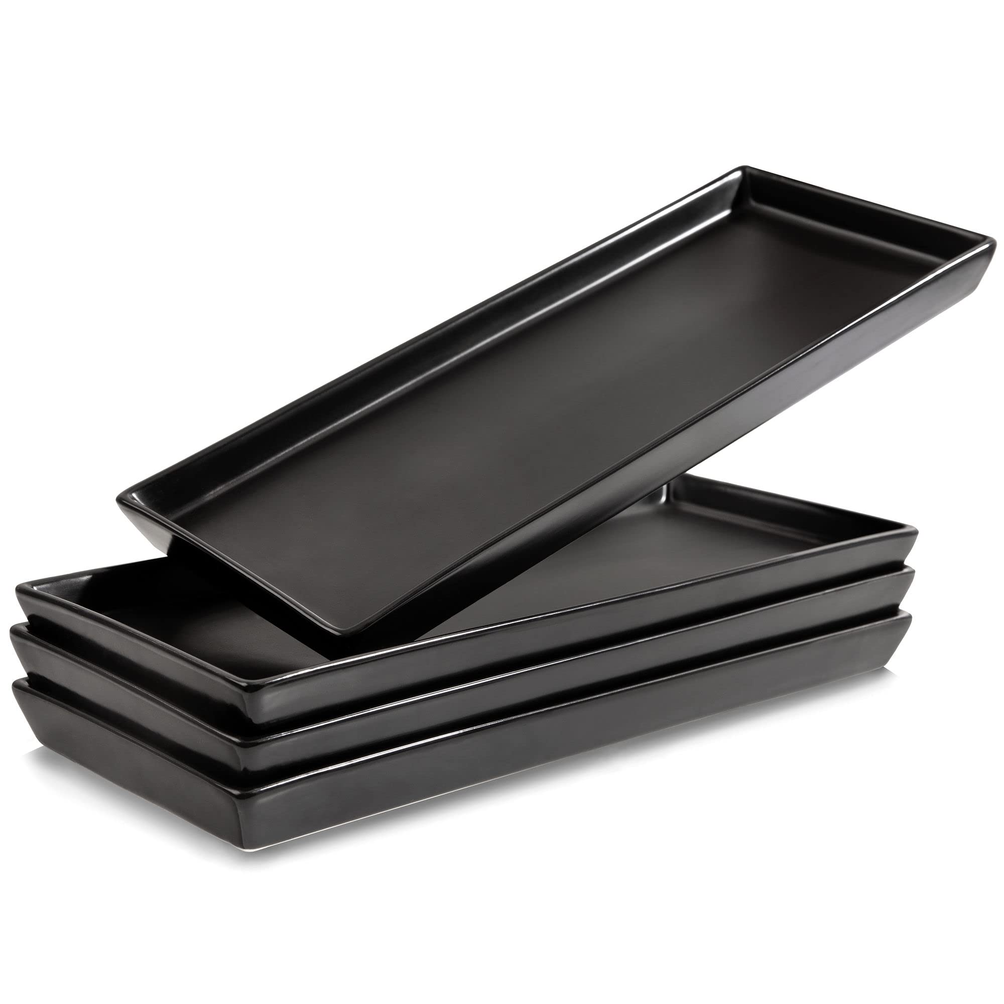 Home Beets Matte Black Ceramic Serving Platters (14 X 6 Inch Rectangle Plates) Serving Dishes For Entertaining, Food, Appetizers