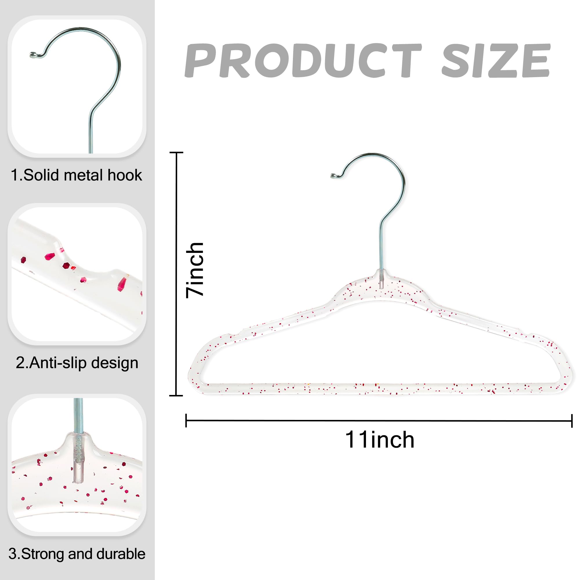 Concepts 20 Pack Premium Heavy Duty Glitter Acrylic Baby Hangers, Elegant For Baby Nursery Space-Saving Non-Slip Clothes Hanger