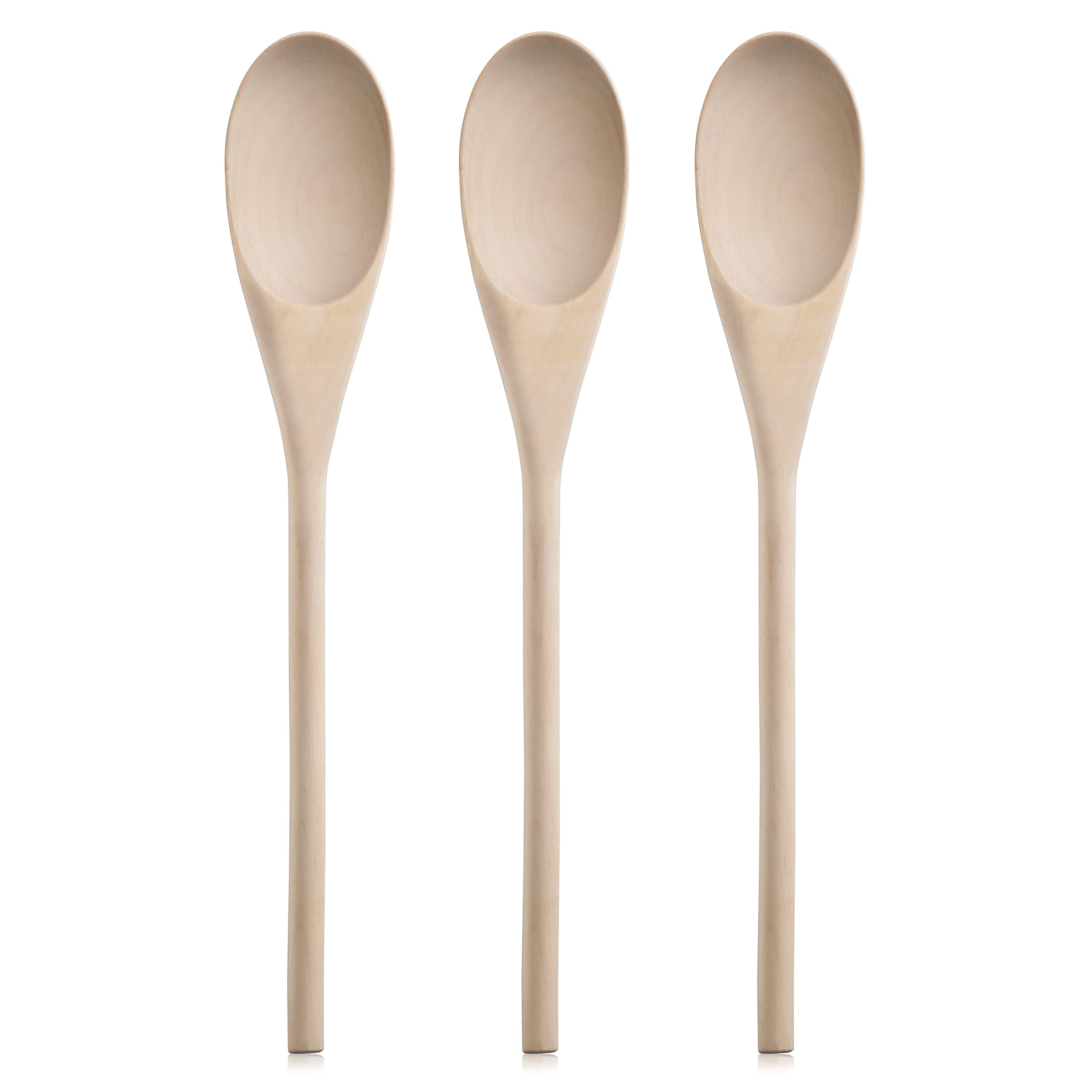 New Star Foodservice 42603 Classic Wood Kitchen Spoons Mixing Spoons, Light Yellow, Set Of 3
