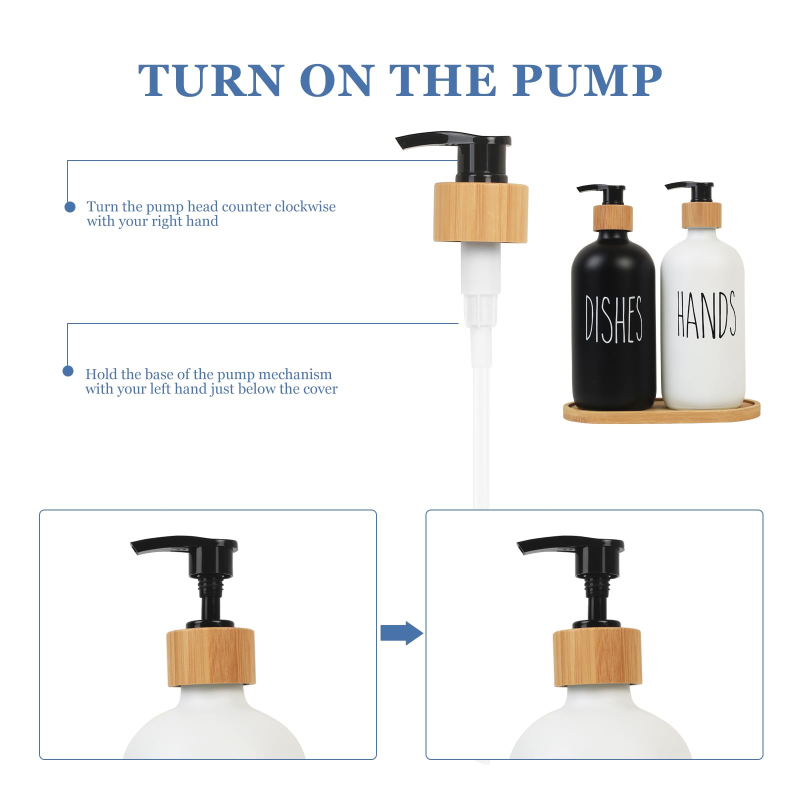 2 Pcs 500Ml Pump Bottle Dispenser, Glass Soap Dispenser, Kitchen Bathroom Lotions Hand And Dish Soap Handwash Shampoo Bottles Wi