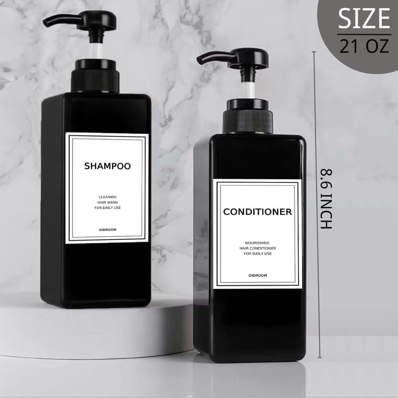 Modern Shampoo And Conditioner Dispenser (21 Oz, Pack Of 3) Refillable Pump Bottle Set Empty Shower Plastic Bottles With Pump Fo