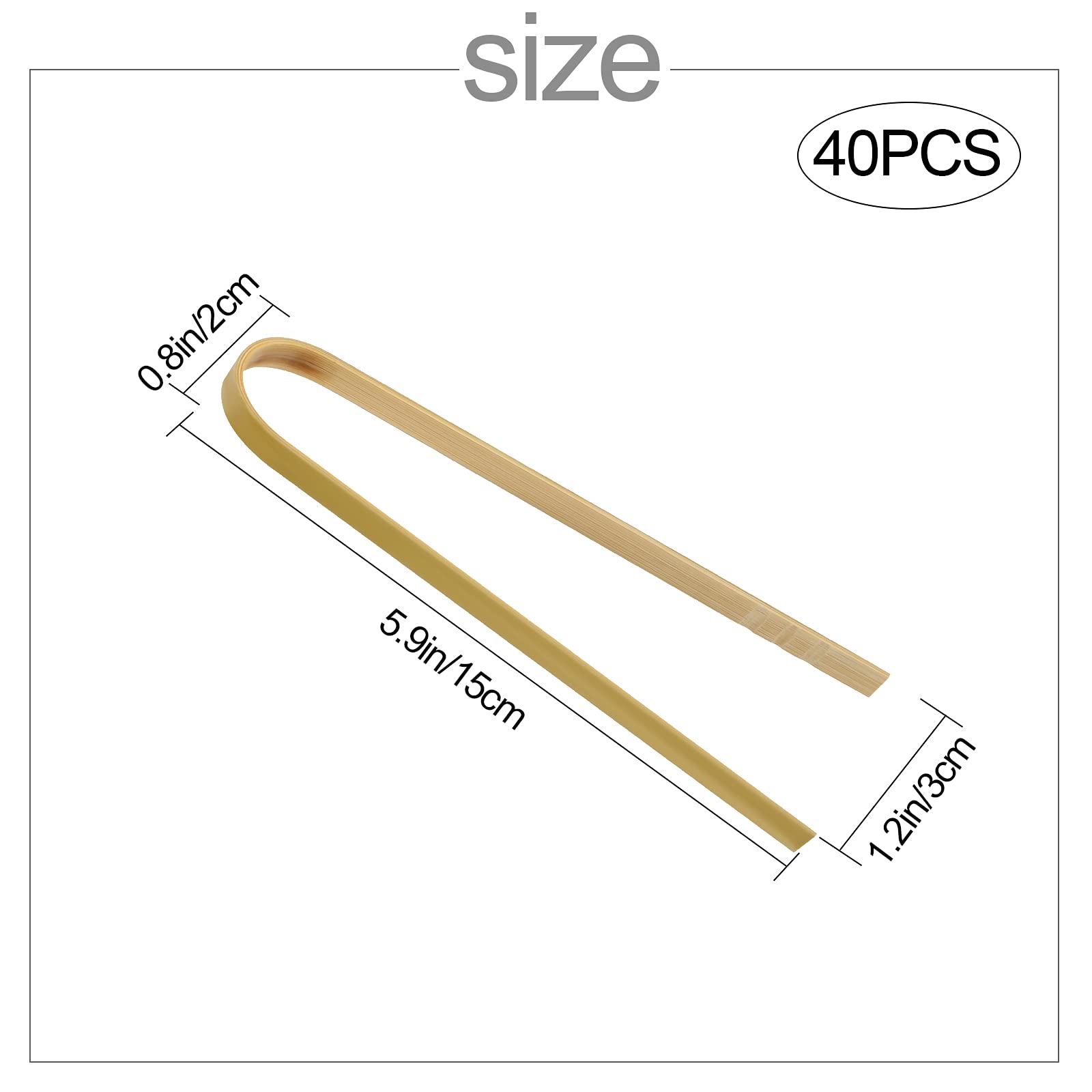 Luter 40Pcs 5.9Inch Wooden Tongs, Disposable Cooking Utensils Mini Bamboo Tongs Natural Toast Tong For Cooking Picking Up